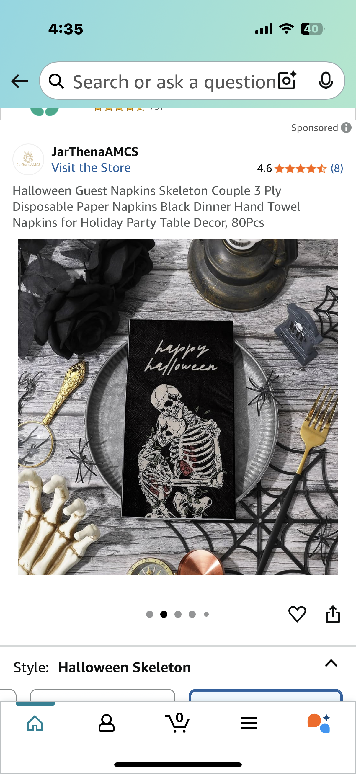 Halloween Guest Napkins Skeleton Couple 3 Ply Disposable Paper Napkins Black Dinner Hand Towel Napkins for Holiday Party Table Decor, 80Pcs