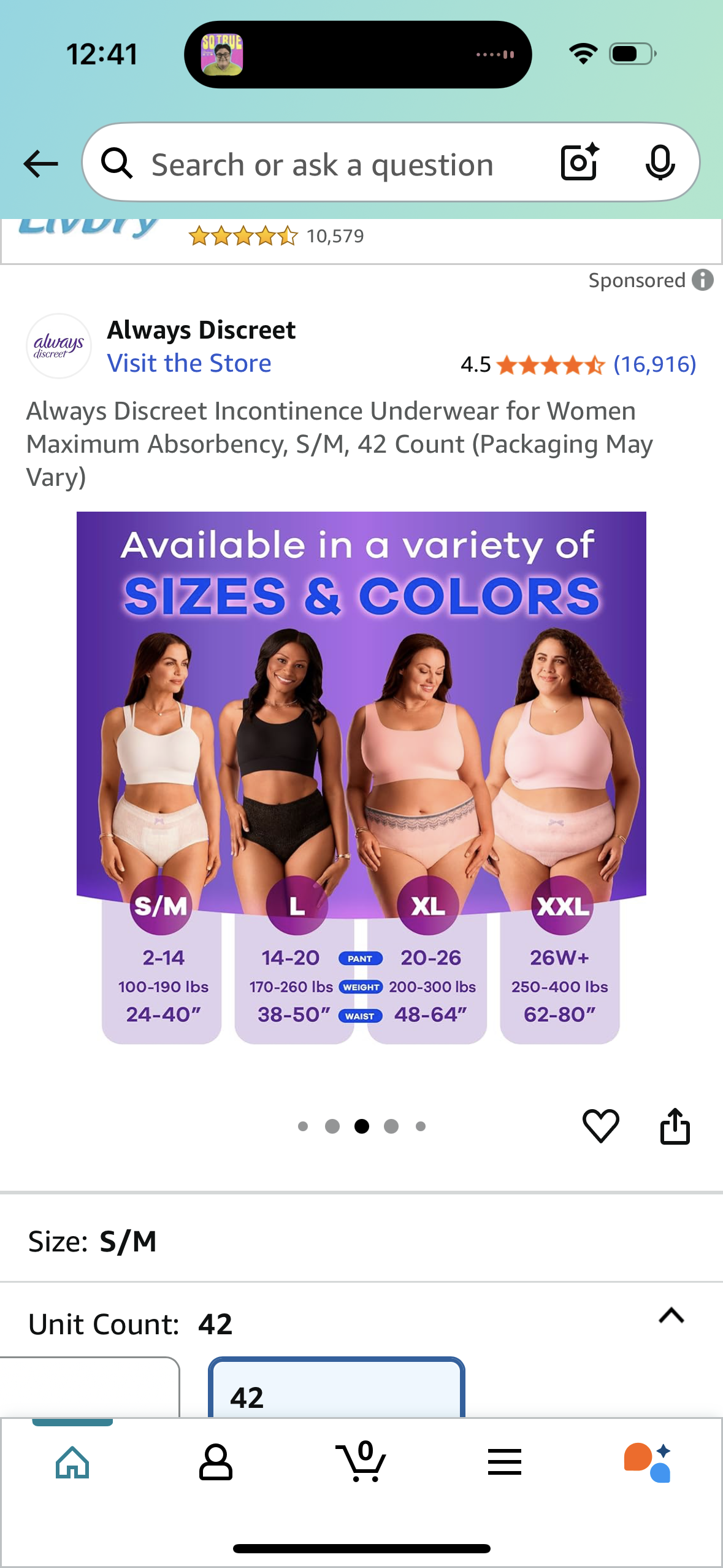 Always Discreet Incontinence Underwear for Women Maximum Absorbency, S/M, 42 Count