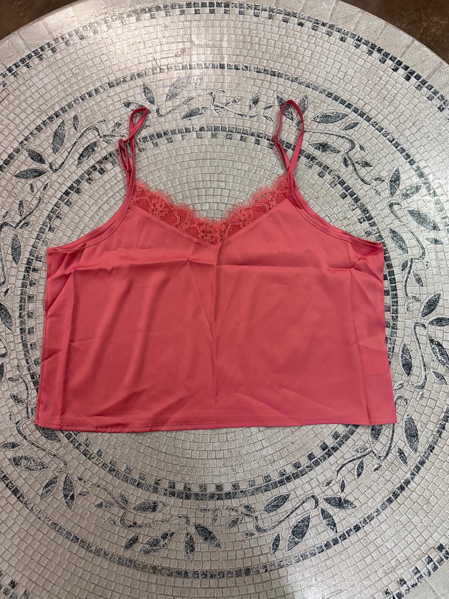 Satin Rich Top With Lace, Loose Fit (Size XL)