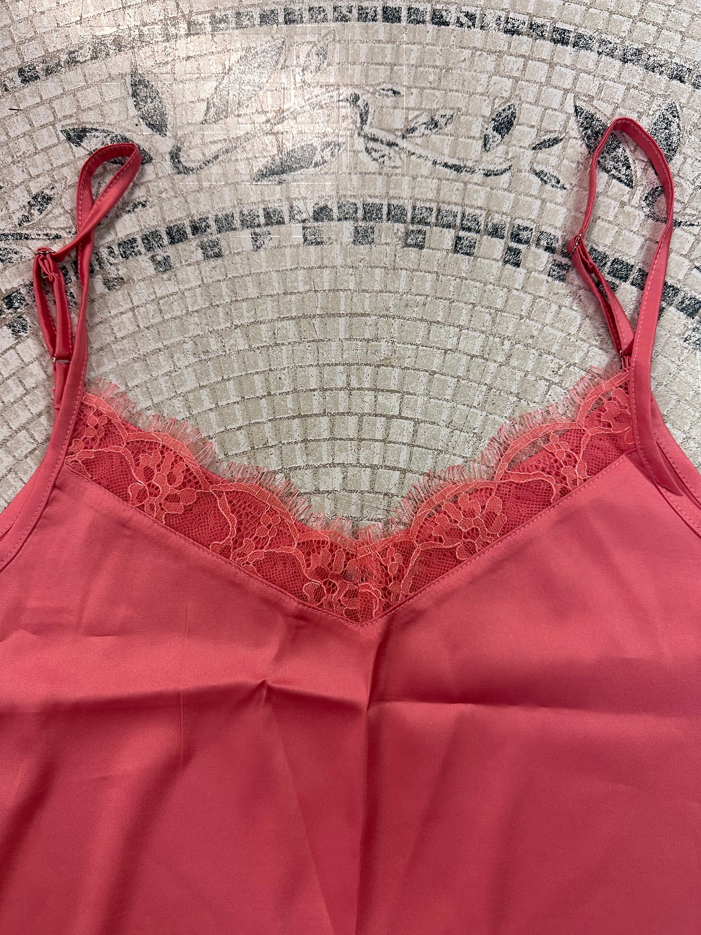 Satin Rich Top With Lace, Loose Fit (Size XL)