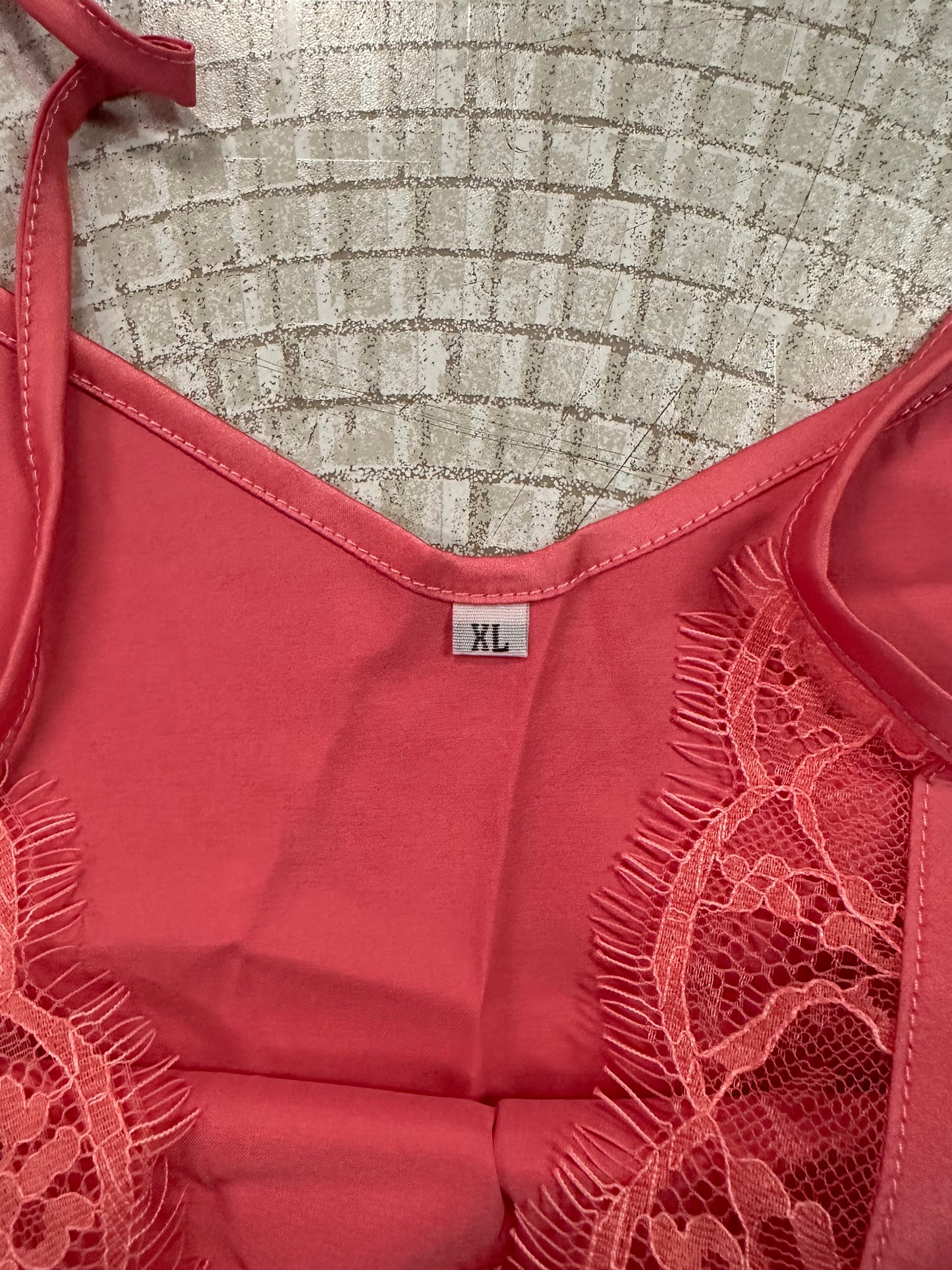 Satin Rich Top With Lace, Loose Fit (Size XL)