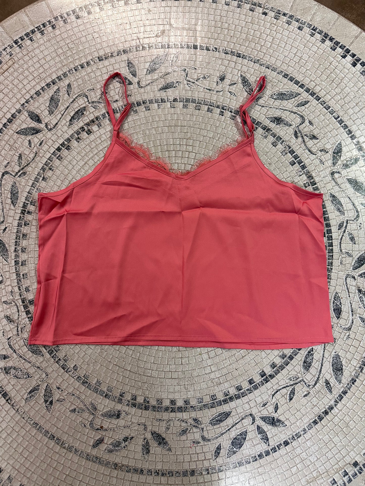 Satin Rich Top With Lace, Loose Fit (Size XL)