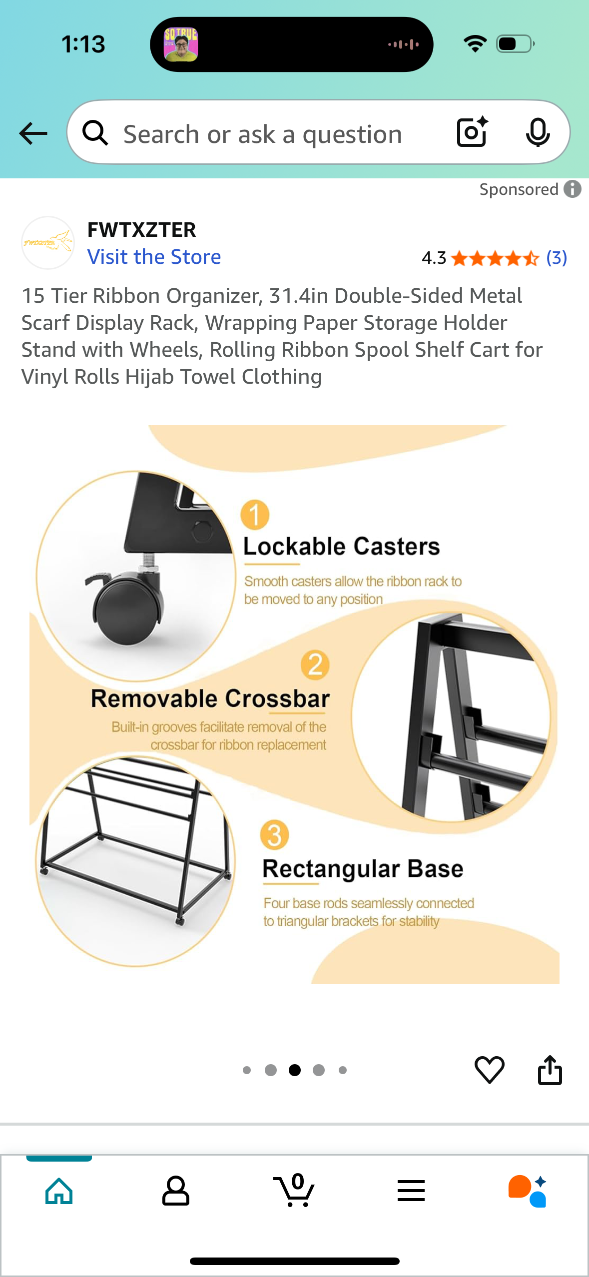 15 Tier Ribbon Organizer, 31.4in Double-Sided Metal Scarf Display Rack, Wrapping Paper Storage Holder Stand with Wheels, Rolling Ribbon Spool Shelf Cart for Vinyl Rolls Hijab Towel Clothing