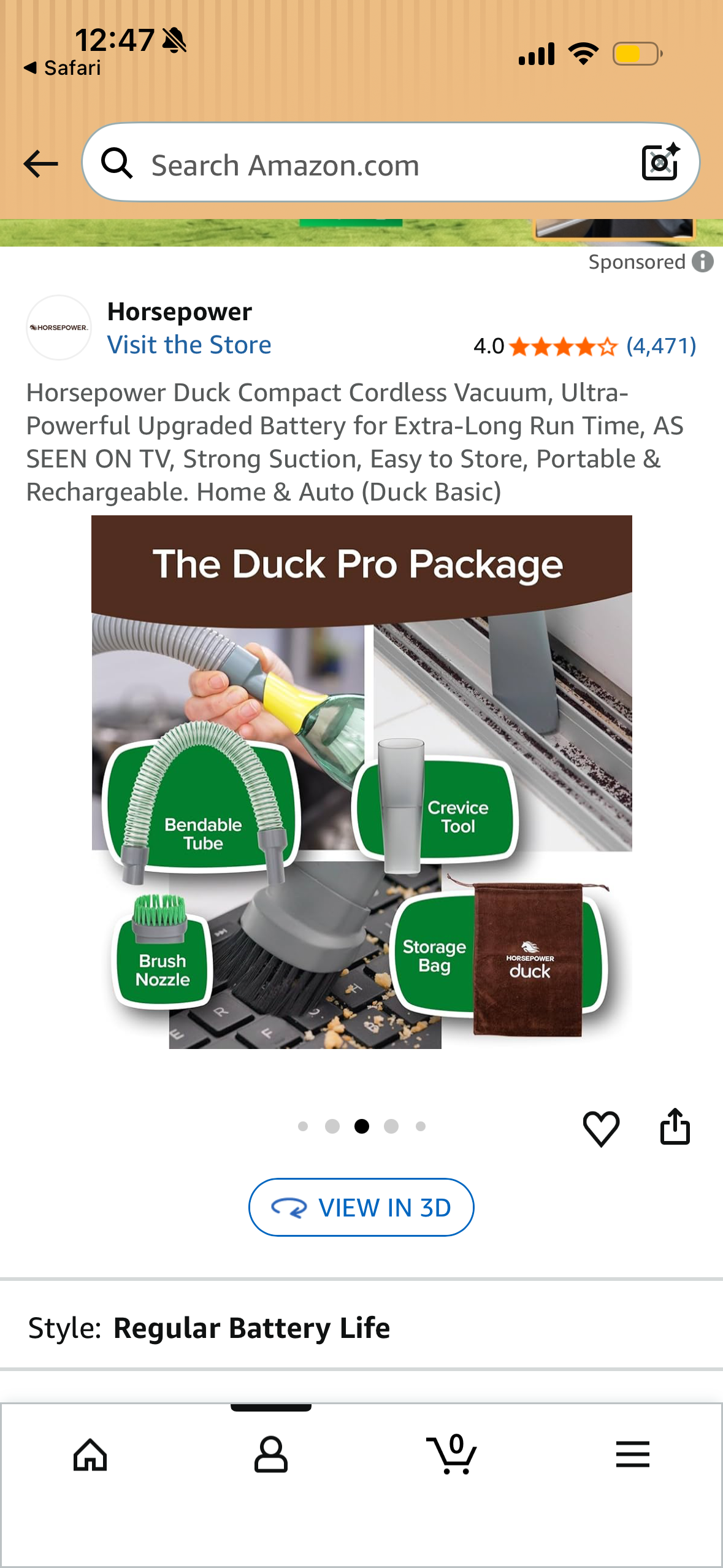 Horsepower Duck Compact Cordless Vacuum, Ultra-Powerful Upgraded Battery for Extra-Long Run Time, AS SEEN ON TV, Strong Suction, Easy to Store, Portable & Rechargeable. Home & Auto (Duck Basic)