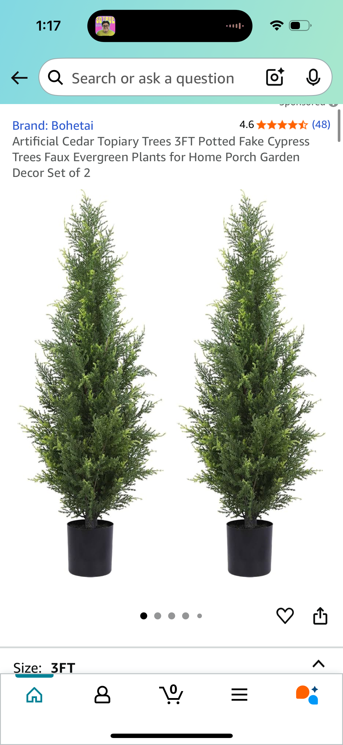 Artificial Cedar Topiary Trees 3FT Potted Fake Cypress Trees Faux Evergreen Plants for Home Porch Garden Decor Set of 2