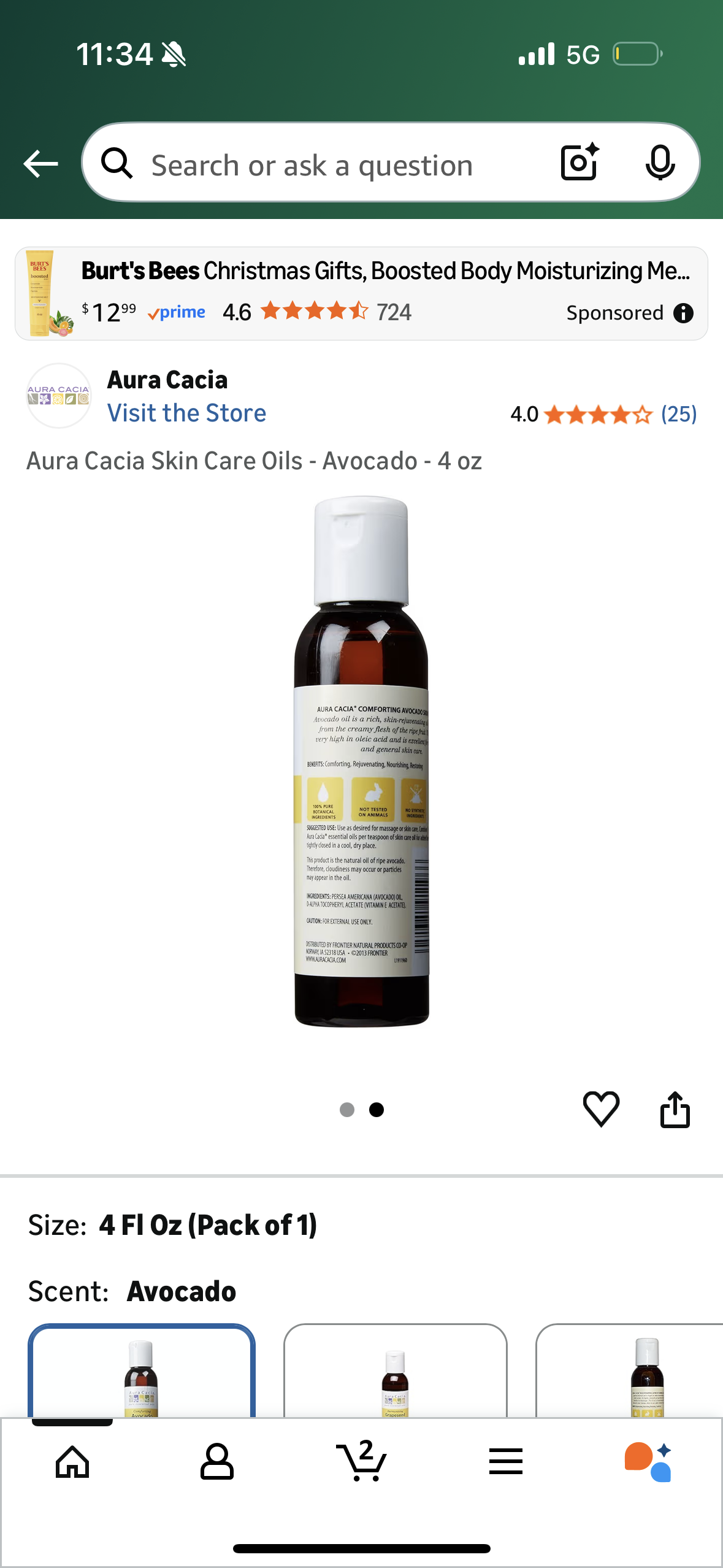Aura Cacia Skin Care Oils - Avocado - 4 oz