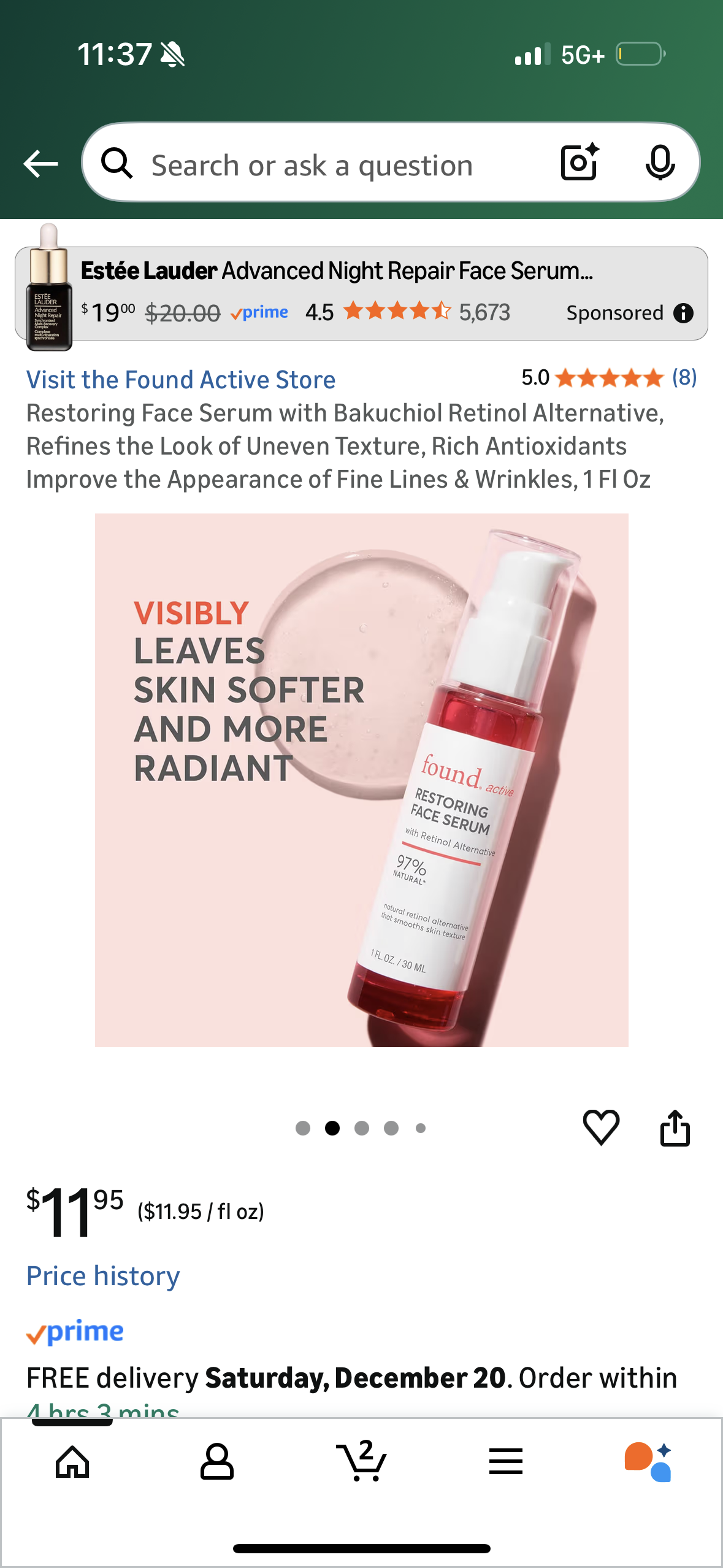 Restoring Face Serum with Bakuchiol Retinol Alternative, Refines the Look of Uneven Texture, Rich Antioxidants Improve the Appearance of Fine Lines & Wrinkles, 1 Fl Oz