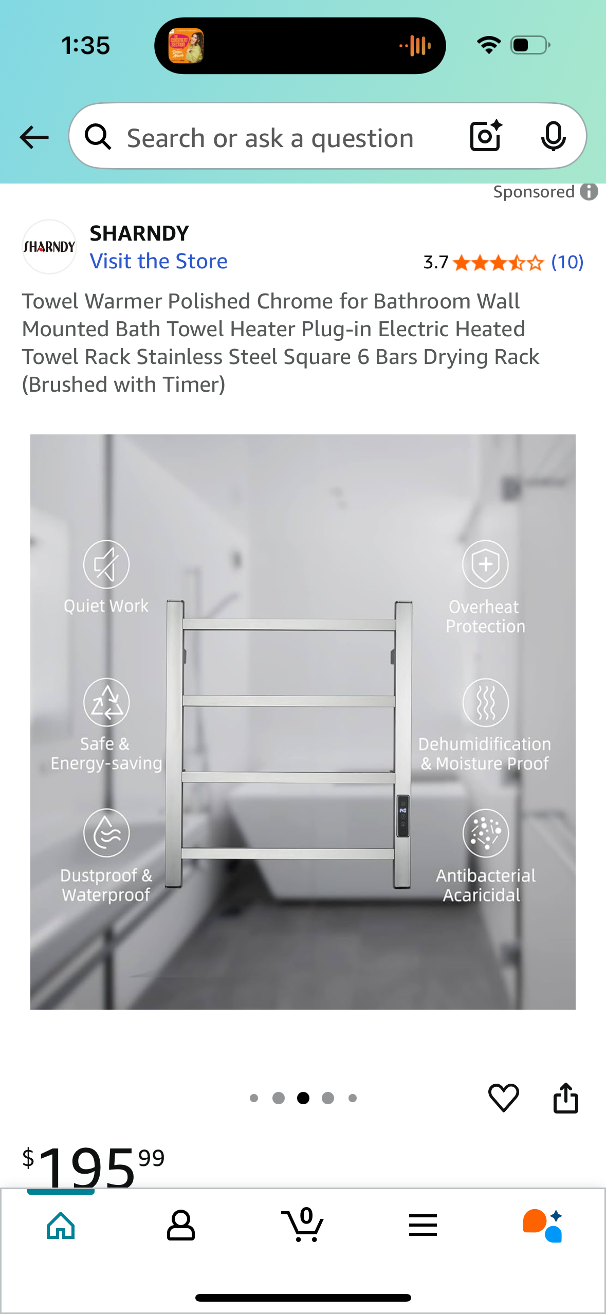 Towel Warmer Polished Chrome for Bathroom Wall Mounted Bath Towel Heater Plug-in Electric Heated Towel Rack Stainless Steel Square 6 Bars Drying Rack (Brushed with Timer)