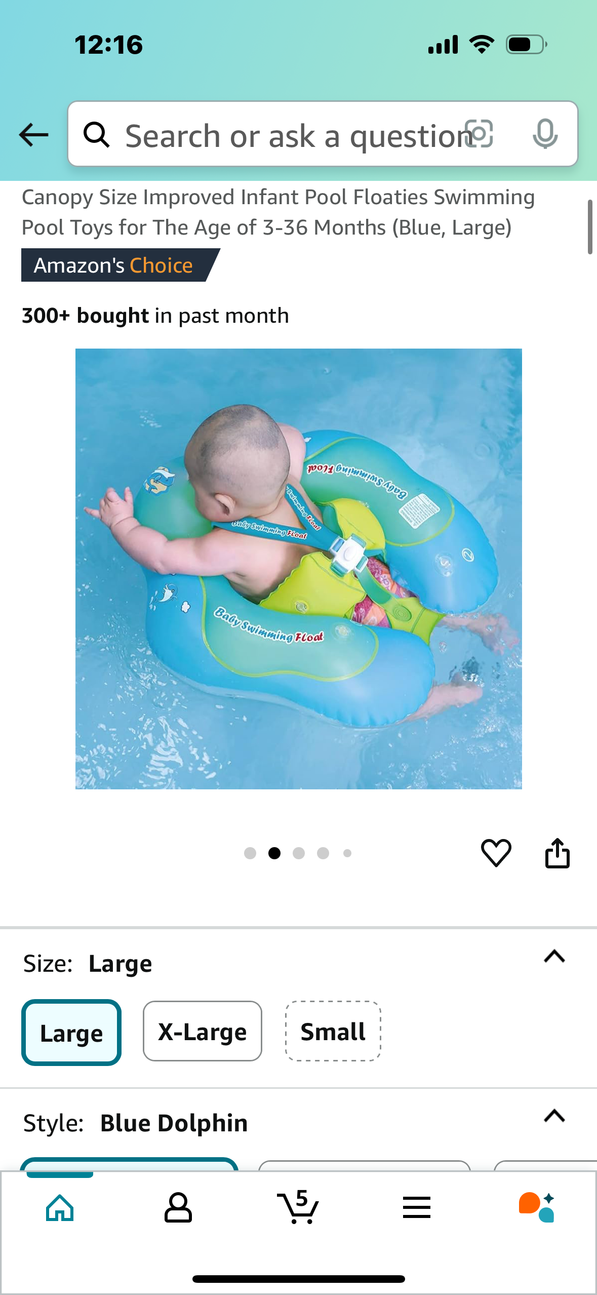 Swimming Baby Inflatable Baby Float with Sun Canopy Size Improved Infant Pool Floaties Swimming Pool Toys for The Age of 3-36 Months (Blue, Large