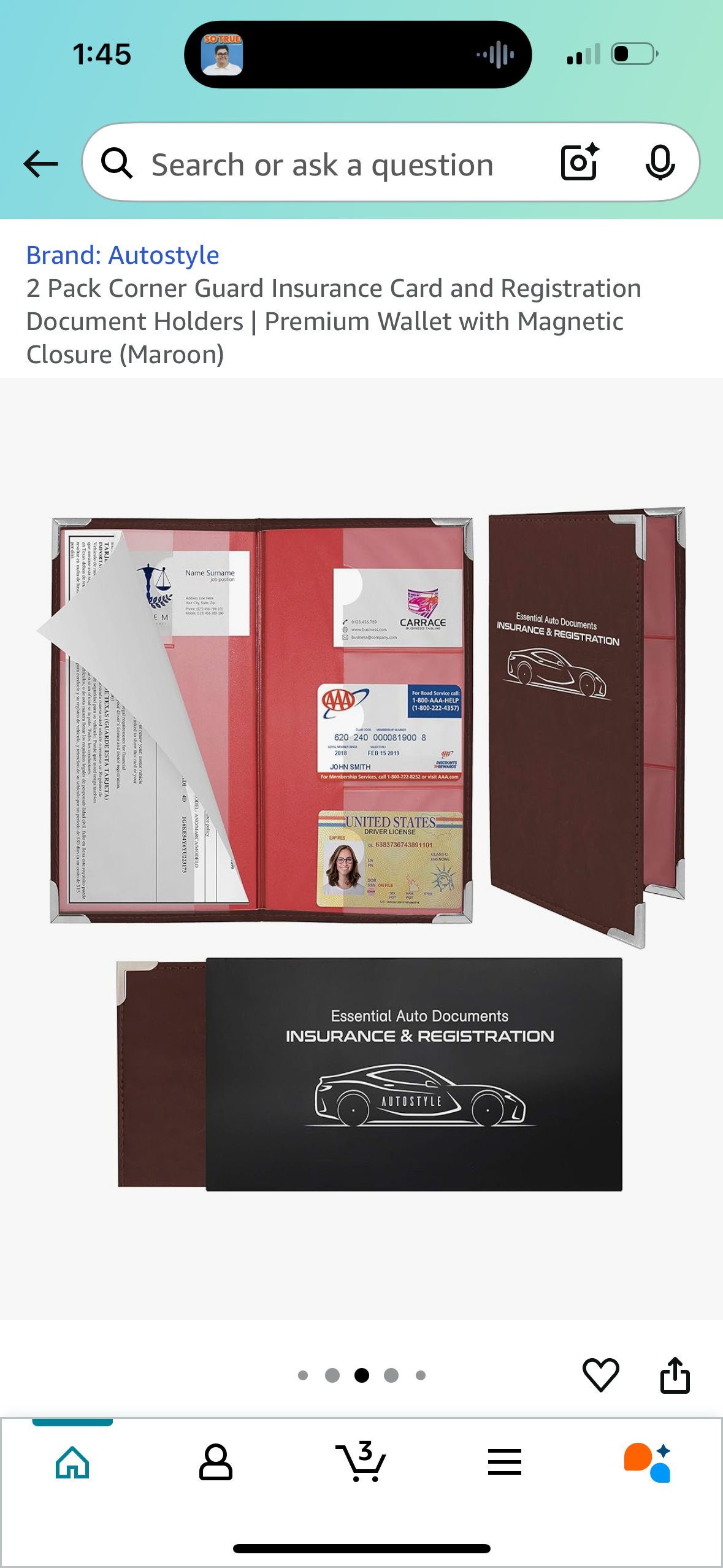 2 Pack Corner Guard Insurance Card and Registration Document Holders | Premium Wallet with Magnetic Closure (Maroon)