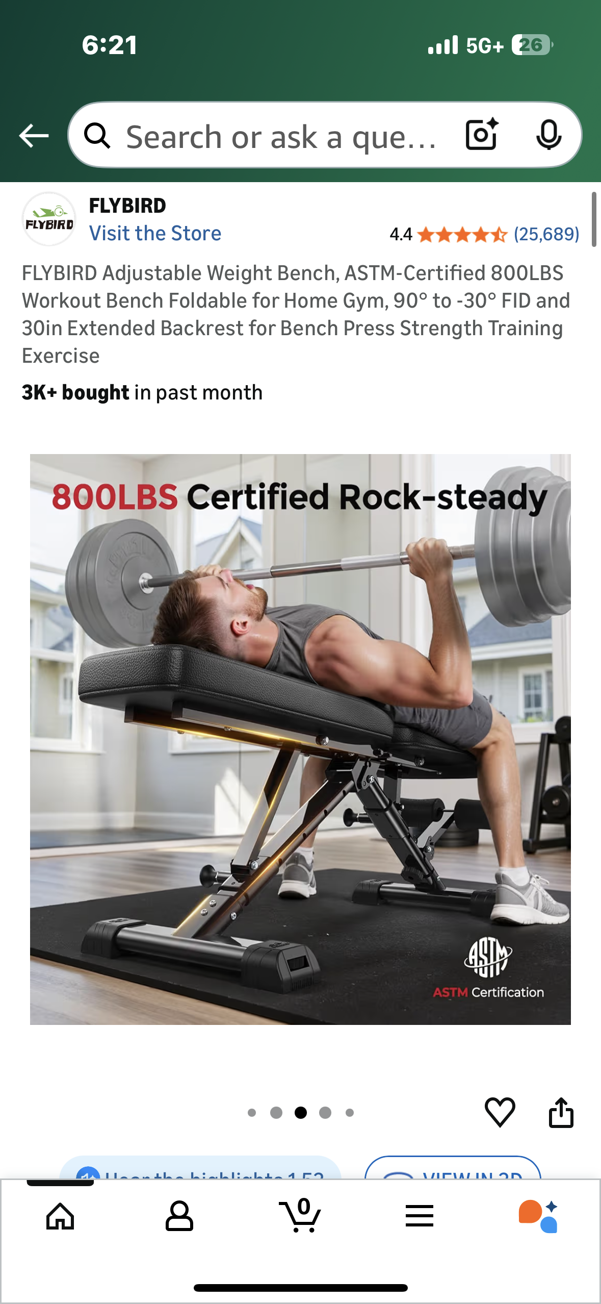 FLYBIRD Adjustable Weight Bench, ASTM-Certified 800LBS Workout Bench, Foldable for Home Gym, 90° to -30° FID and 30in Extended Backrest for Strength Training (W549)