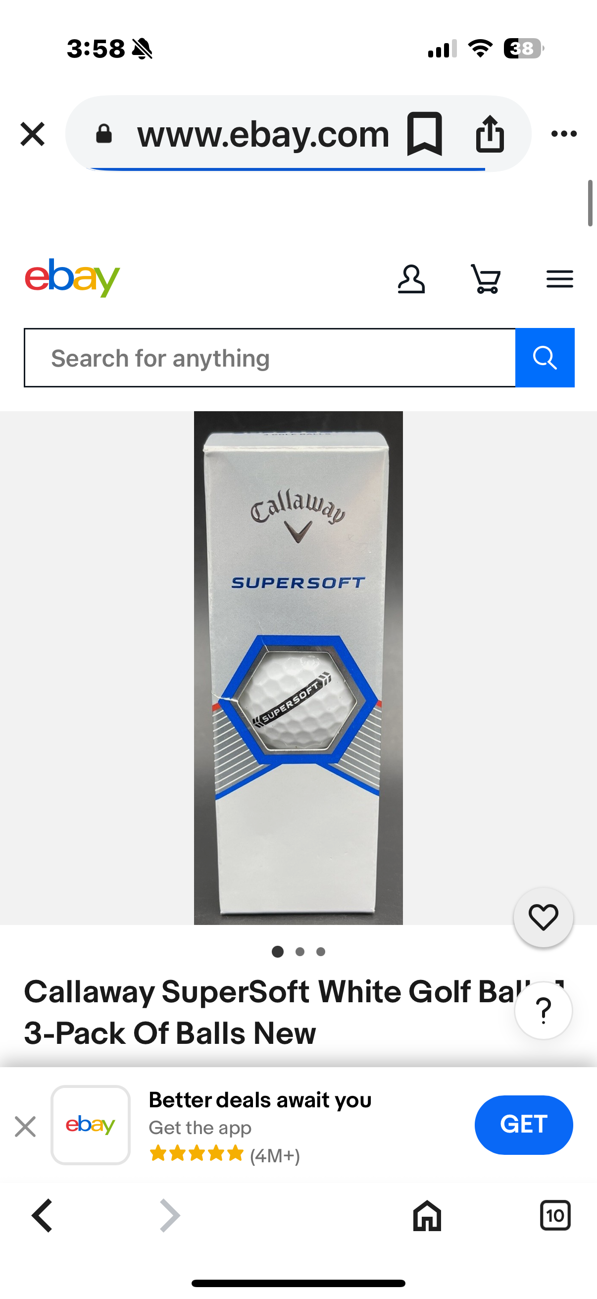 Callaway SuperSoft White Golf Balls 1 3-Pack Of Balls New
