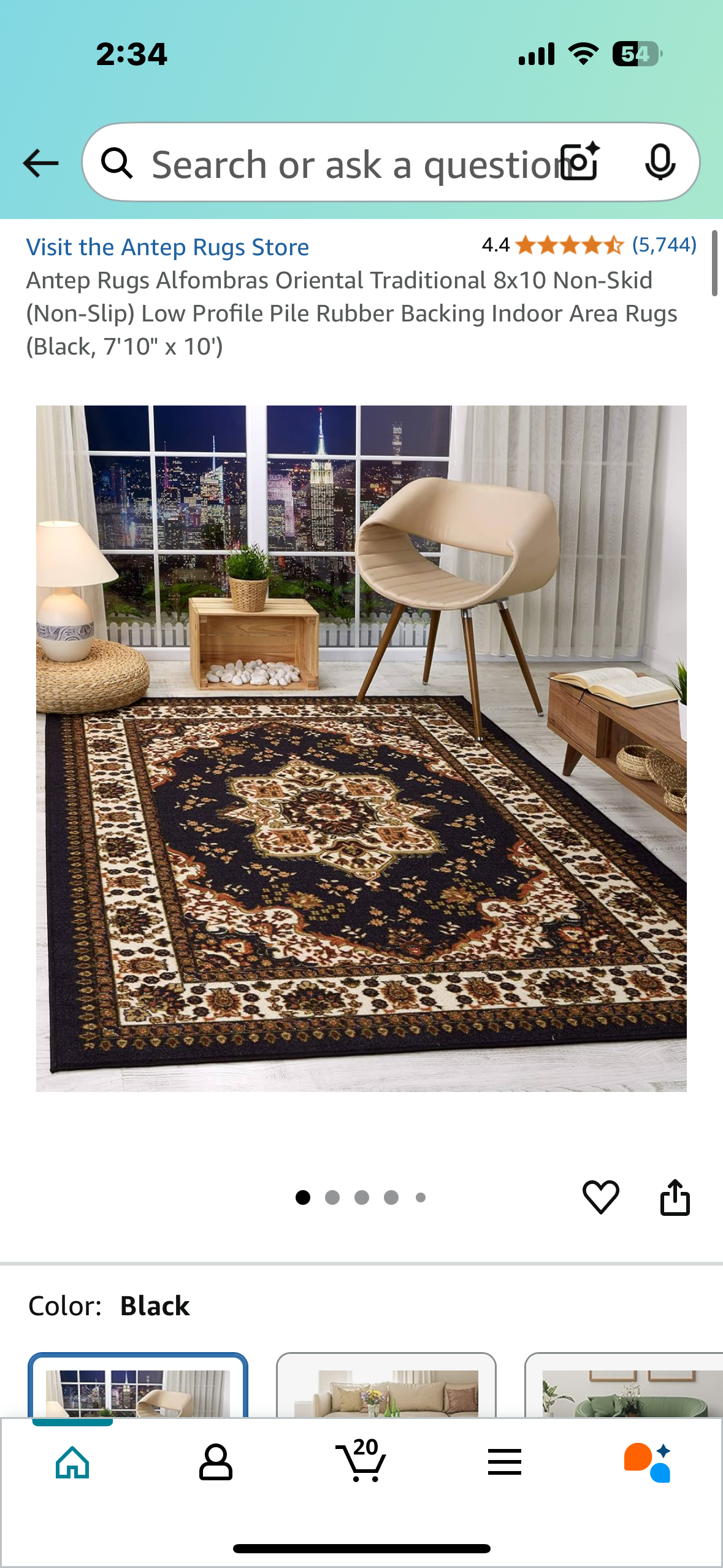 New - Antep Rugs Alfombras Oriental Traditional Non-Skid Low Profile Indoor Area Rug (Black, 7'10" x 10') (L882)