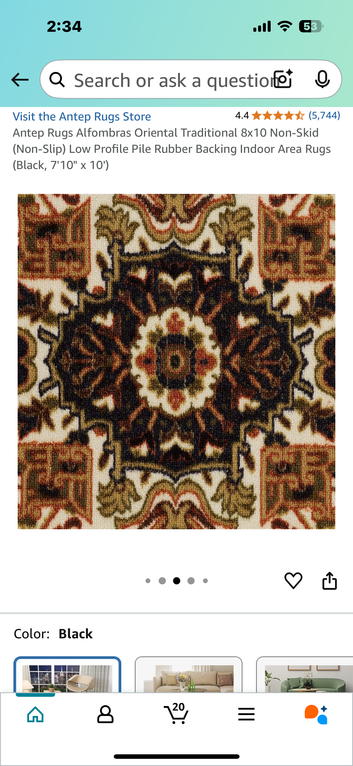 New - Antep Rugs Alfombras Oriental Traditional Non-Skid Low Profile Indoor Area Rug (Black, 7'10" x 10') (L882)