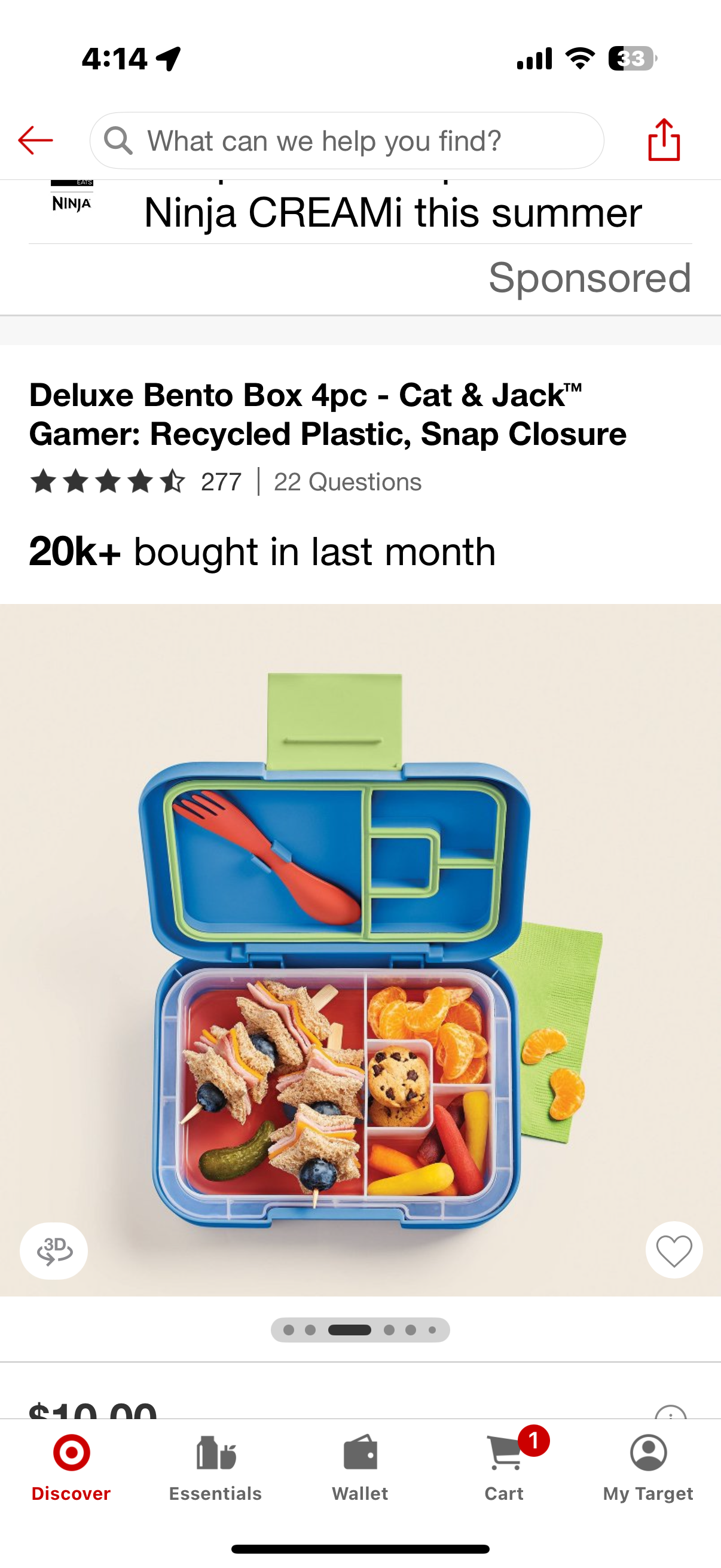 Deluxe Bento Box 4pc - Cat & Jack™ Gamer: Recycled Plastic, Snap Closure