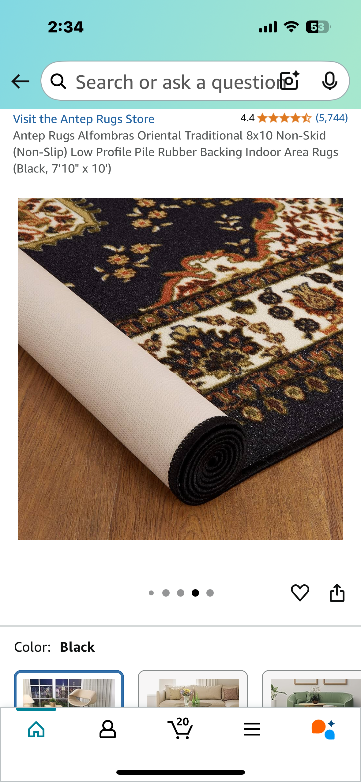 New - Antep Rugs Alfombras Oriental Traditional Non-Skid Low Profile Indoor Area Rug (Black, 7'10" x 10') (L882)