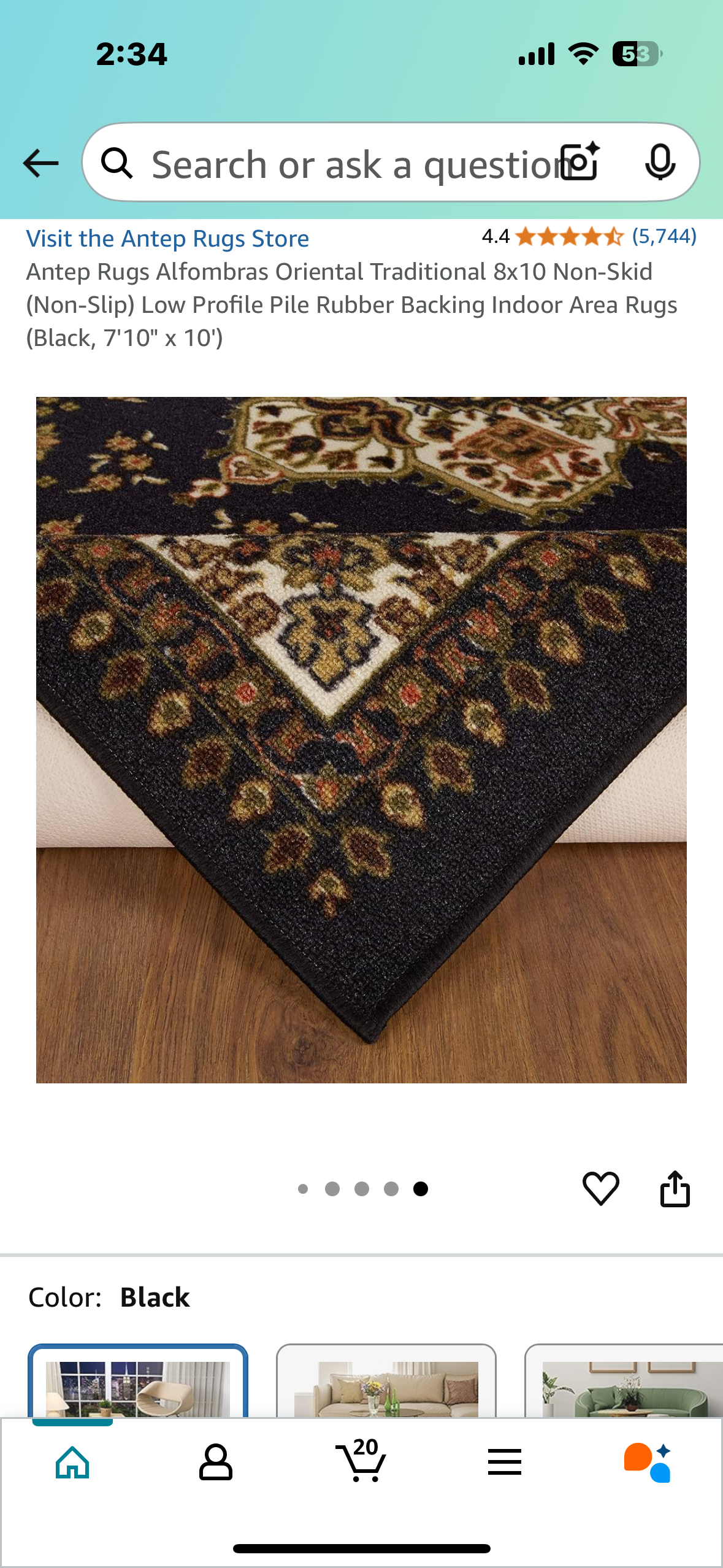New - Antep Rugs Alfombras Oriental Traditional Non-Skid Low Profile Indoor Area Rug (Black, 7'10" x 10') (L882)