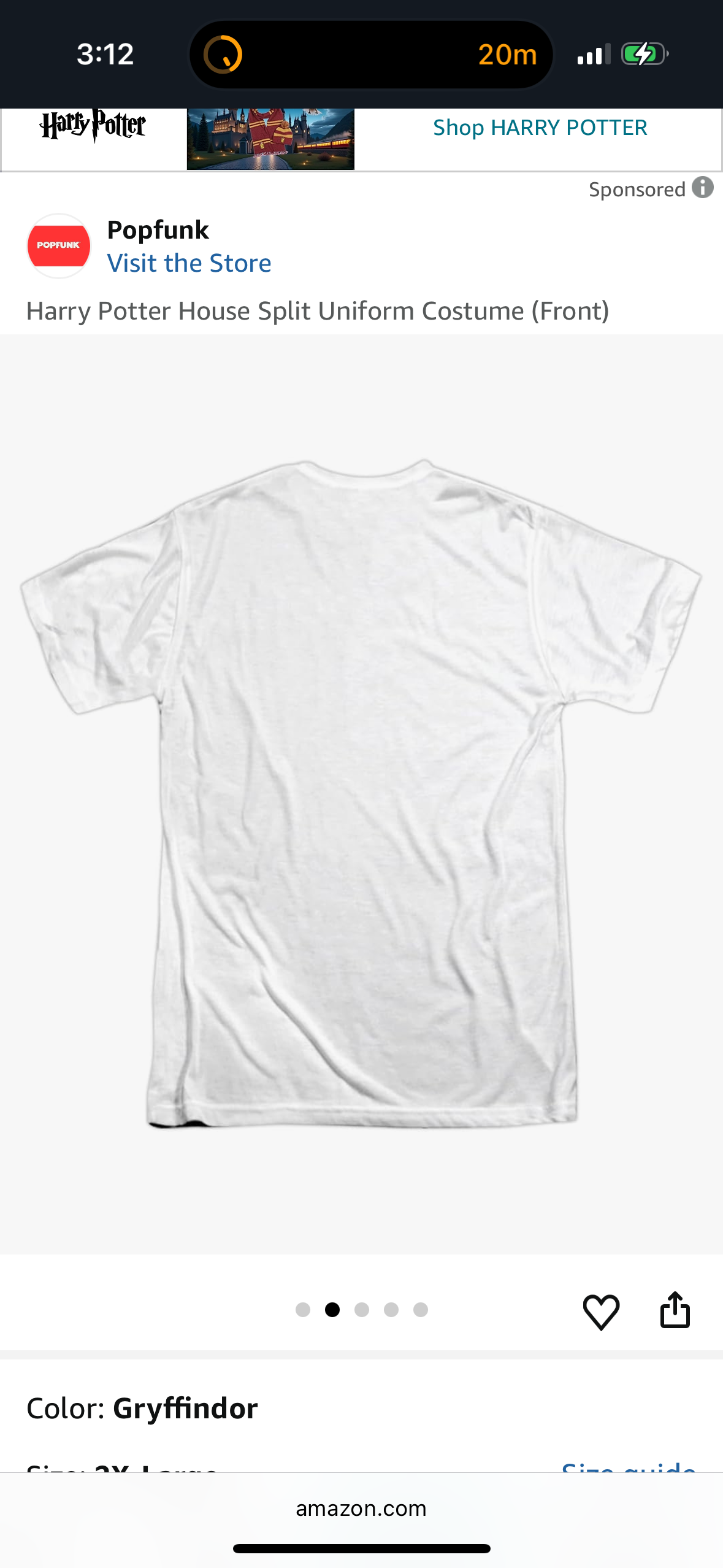 Harry Potter House Split Uniform Costume (Front) (Size 2X-Large)