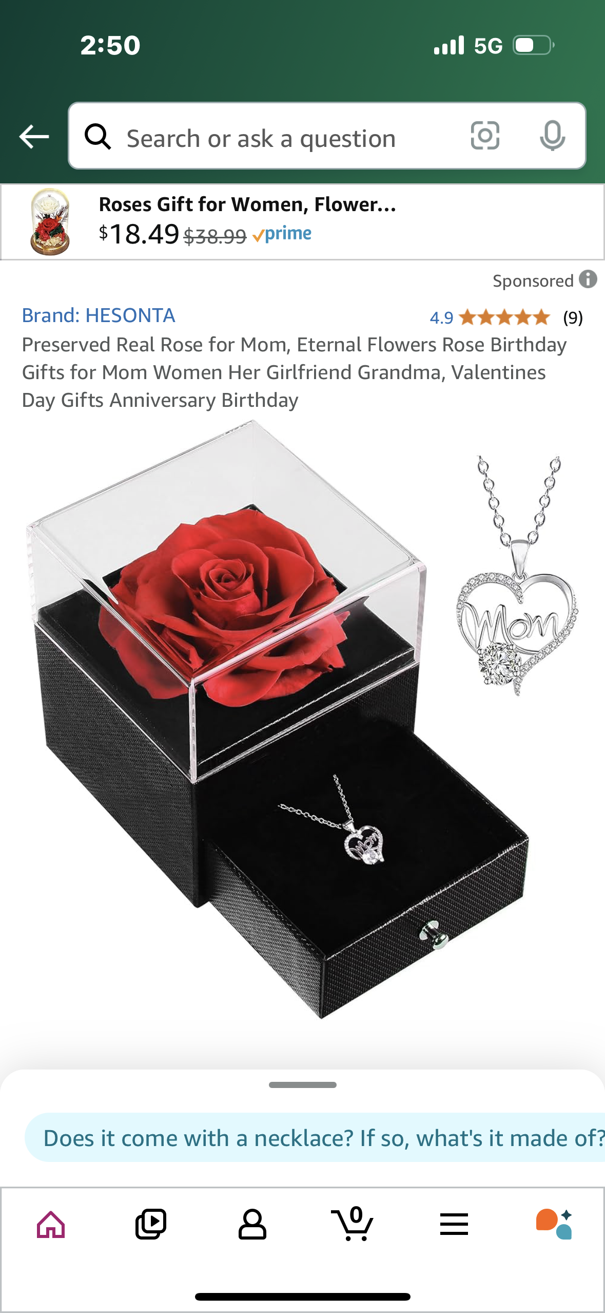 Preserved Real Rose for Mom, Eternal Flowers Rose Birthday Gifts for Mom Women Her Girlfriend Grandma, Valentines Day Gifts Anniversary Birthday, Includes Gift Bag