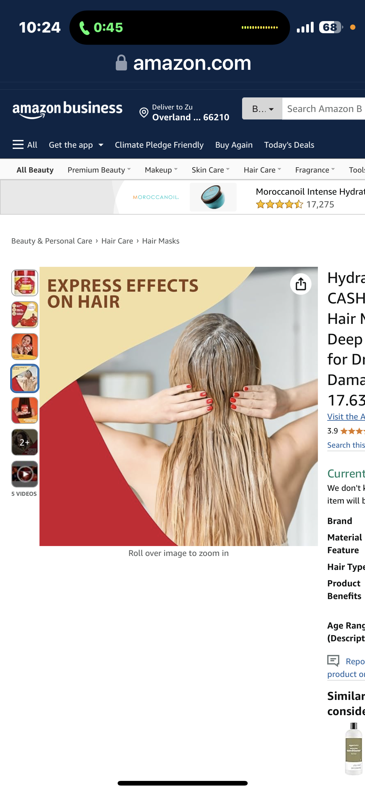 Hydrating CASHEW APPLE Hair Mask and Deep Conditioner for Dry or Damaged Hair - 17.63 Oz
