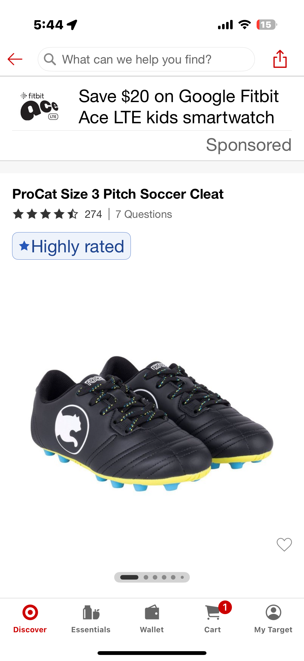 Pro Cat Size 3 Pitch Soccer Cleat