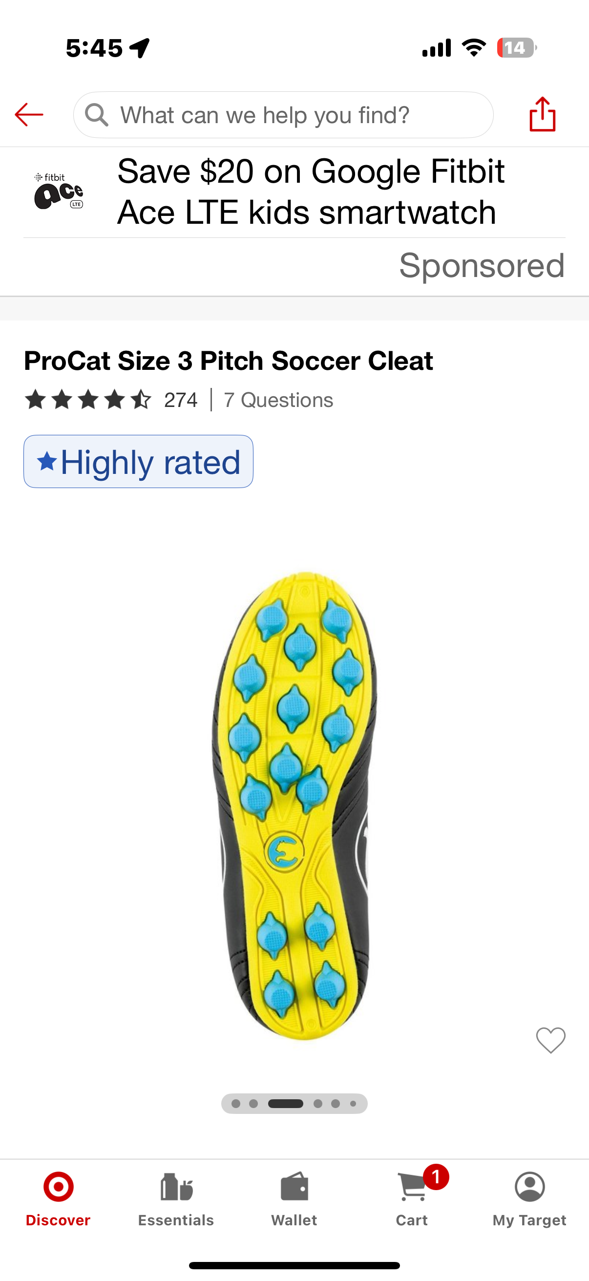 Pro Cat Size 3 Pitch Soccer Cleat