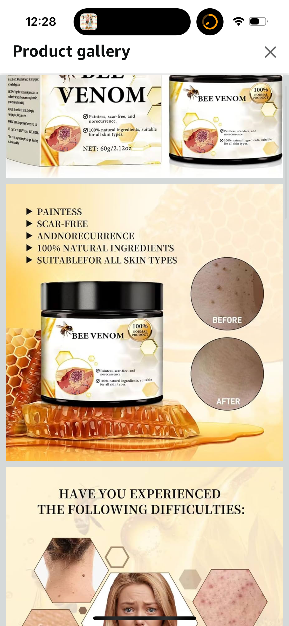 ‼️2 for $4‼️ Bee Venom Cream, New Repair Skin Treatment Cream for All Body Parts, Professional Gentle Honey Gel for All Skin Types, 60g Gentle and Effective