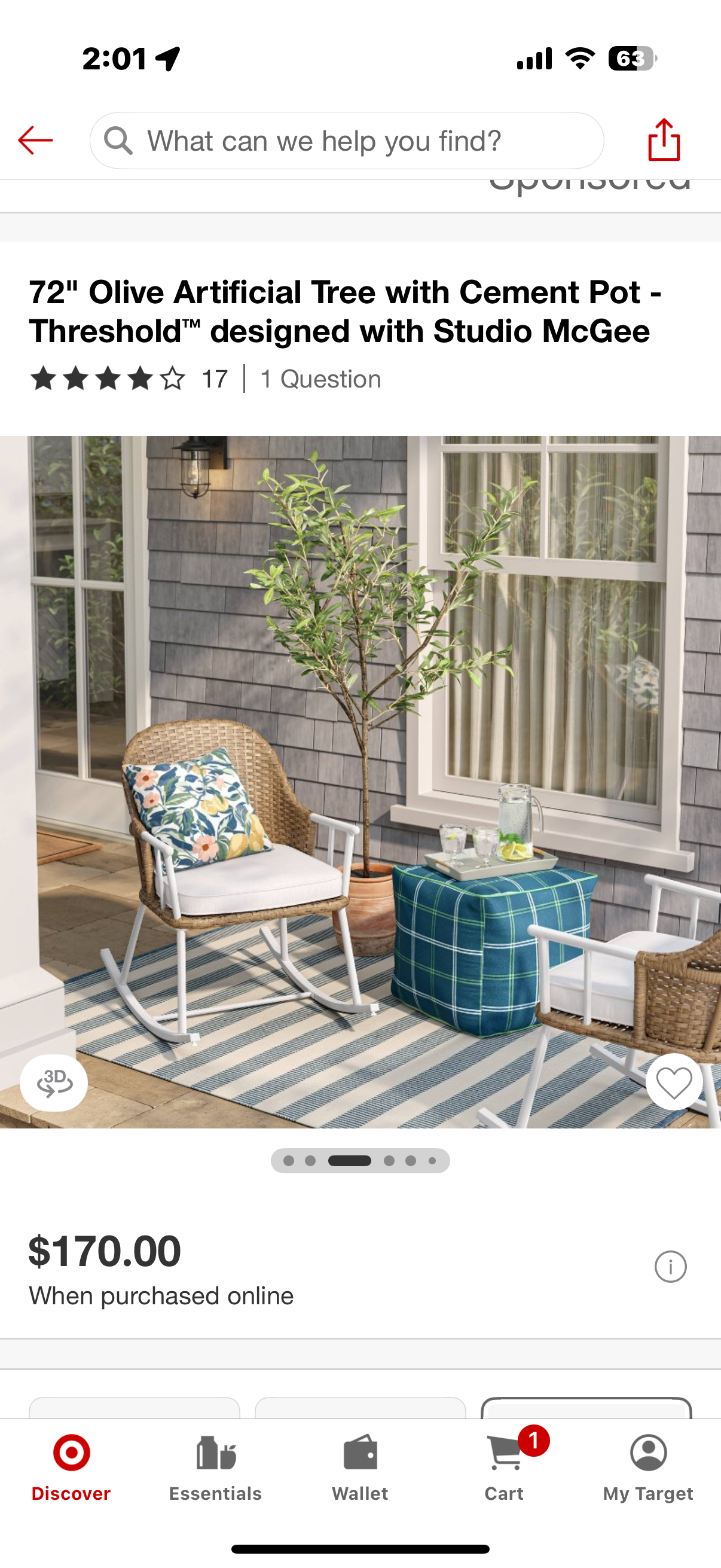 72" Olive Artificial Tree with Cement Pot - Threshold™ designed with Studio McGee
