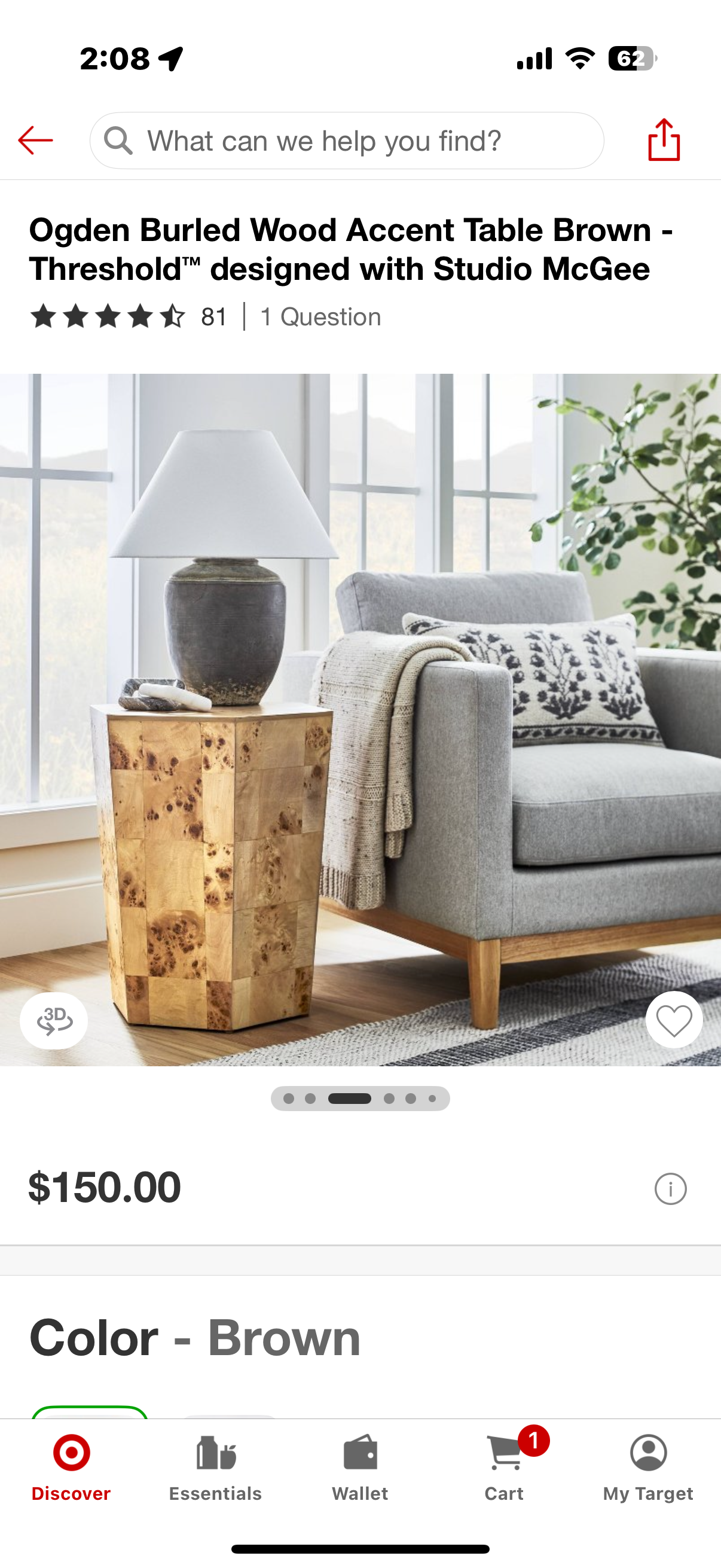 Ogden Burled Wood Accent Table Brown - Threshold™ designed with Studio McGee