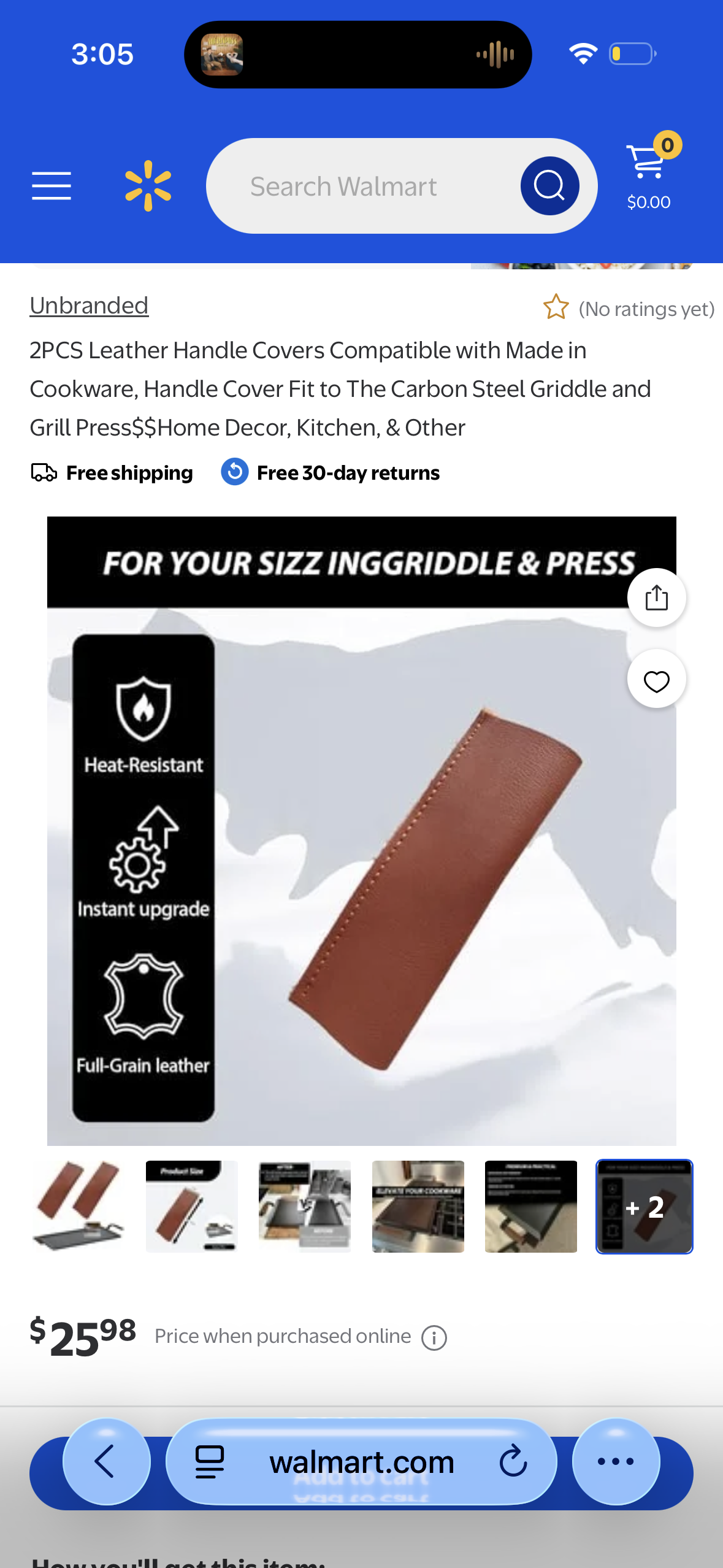 2PCS Leather Handle Covers Compatible with Made in Cookware, Handle Cover Fit to The Carbon Steel Griddle and Grill Press Home Decor, Kitchen, & Other