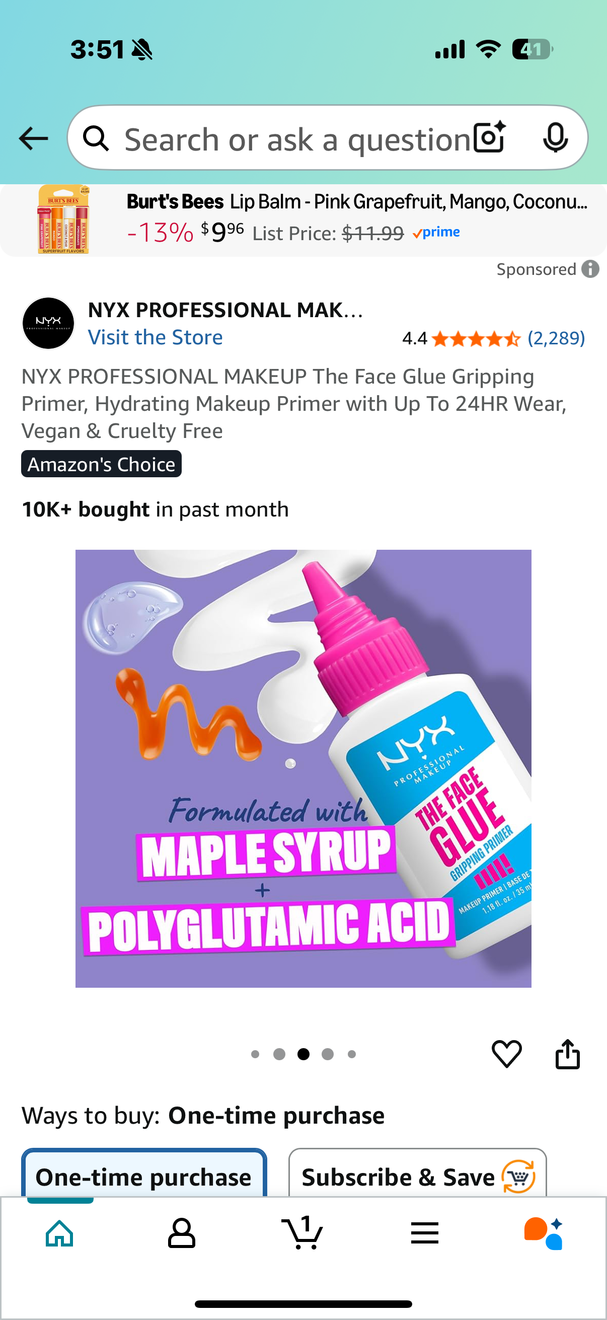 NYX PROFESSIONAL MAKEUP The Face Glue Gripping Primer, Hydrating Makeup Primer with Up To 24HR Wear, Vegan & Cruelty Free Mo