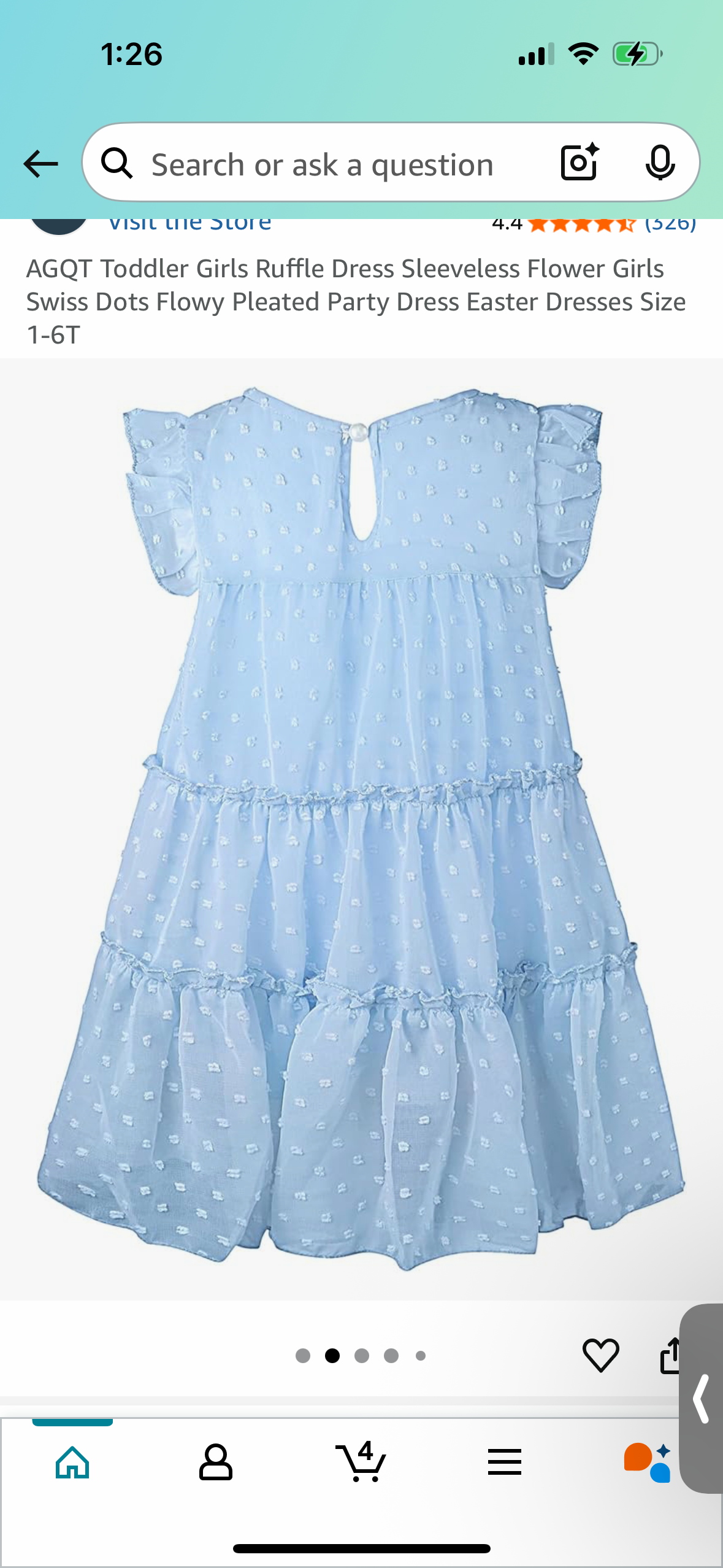 Toddler Girls Ruffle Dress, Swiss Dots Flowy Pleated Party (Size 5T)
