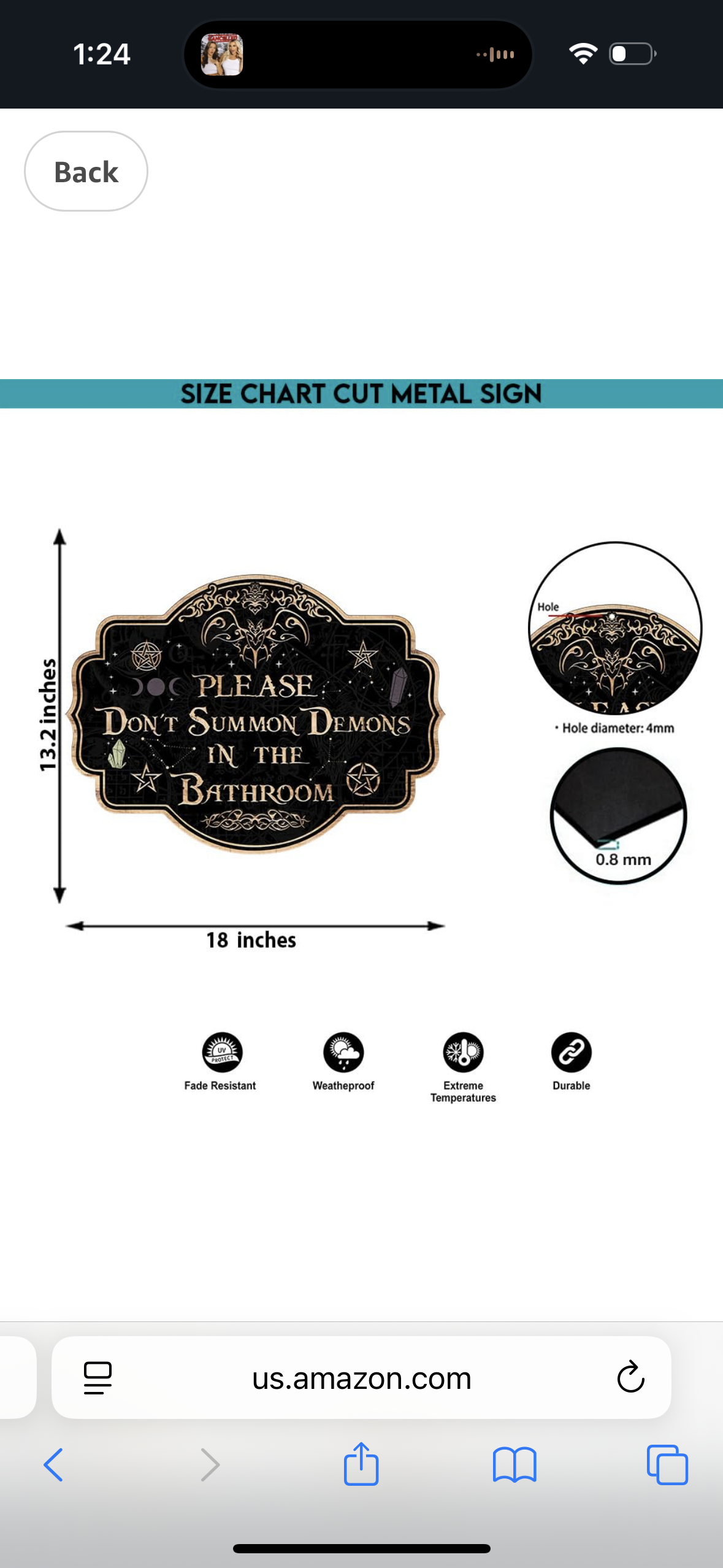 Halloween Bathroom Sign, Please Don't Summon Demons, Gothic Bathroom Decor, Halloween Sign, 18 Inches Metal Sign, Bathroom Accessories, Halloween Bathroom Decor