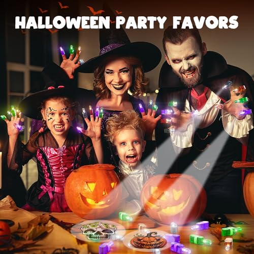 Halloween Party Favors, 48 Pcs Halloween Finger Lights for Kids Halloween Light Up Toys Bulk Glow Halloween Goodie Bag Fillers Supplies Non Candy Treats Basket Stuffers Classroom Prizes for Kids Trick