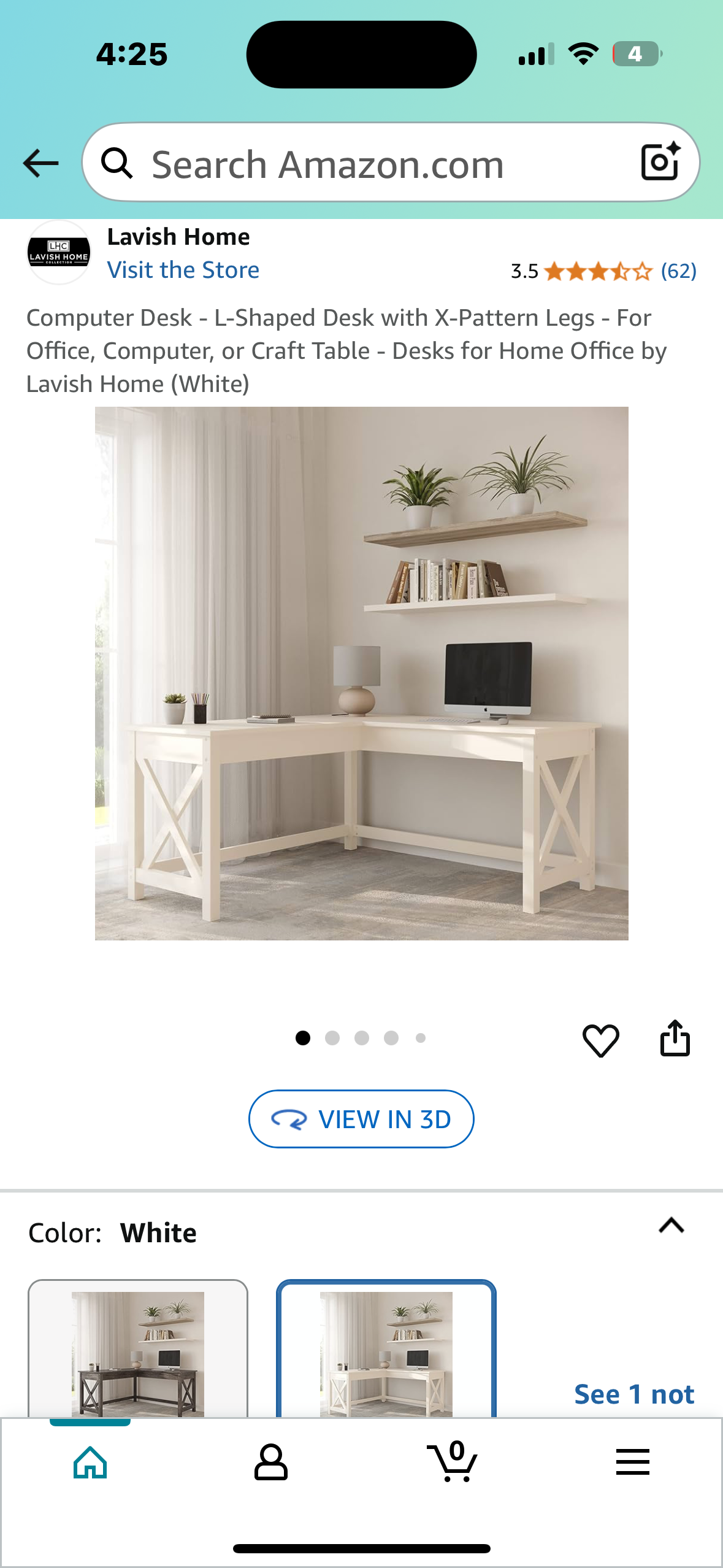 Computer Desk - L-Shaped Desk with X-Pattern Legs - For Office, Computer, or Craft Table (White) (O443)