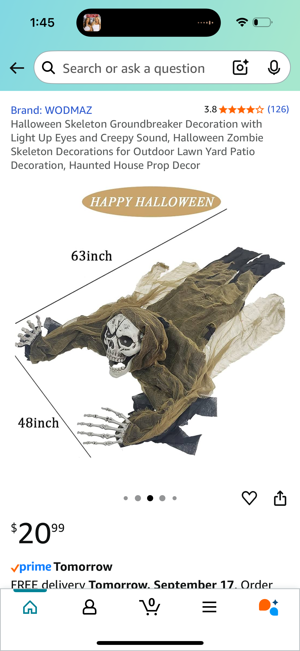 Halloween Skeleton Groundbreaker Decoration with Light Up Eyes and Creepy Sound, Halloween Zombie Skeleton Decorations for Outdoor Lawn Yard Patio Decoration, Haunted House Prop Decor