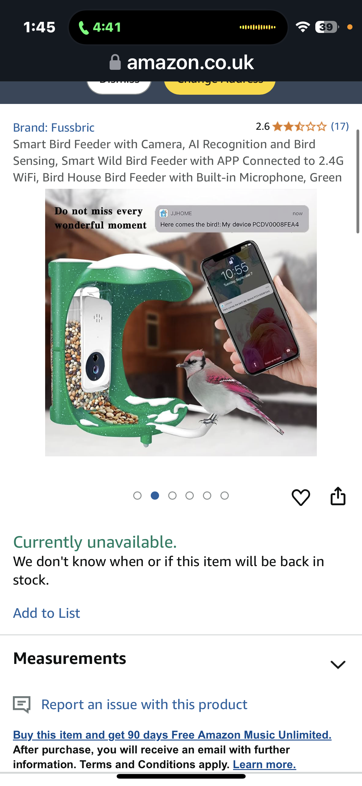 Fussbric Smart Bird Feeder with Camera, AI Recognition, Bird Sensing, WiFi APP Connection - Green