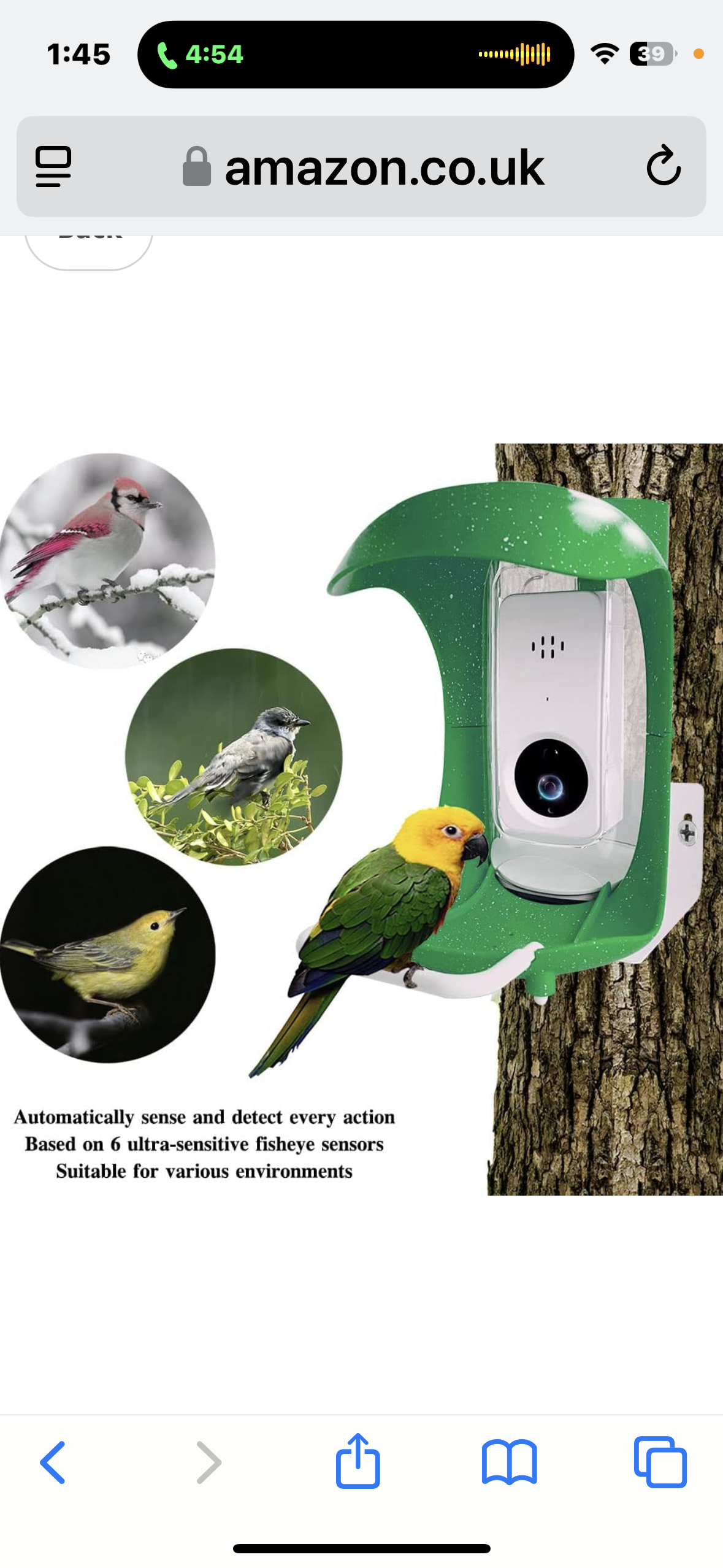 Fussbric Smart Bird Feeder with Camera, AI Recognition, Bird Sensing, WiFi APP Connection - Green