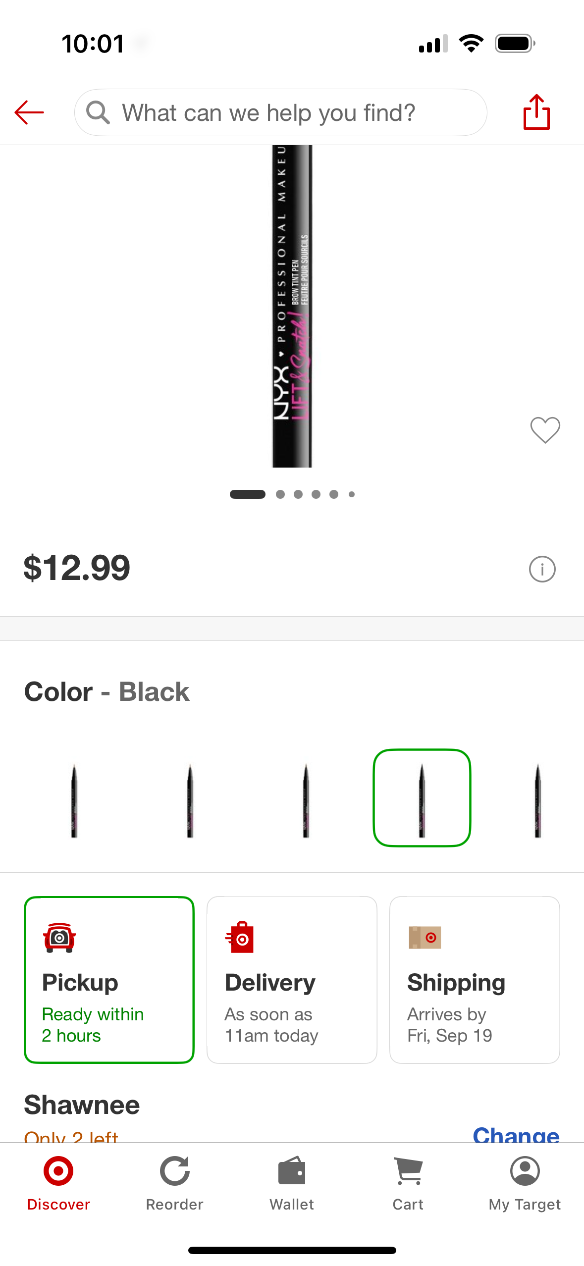 NYX Professional Makeup Lift N Snatch! Brow Tint Pen - Black - 0.03 fl oz