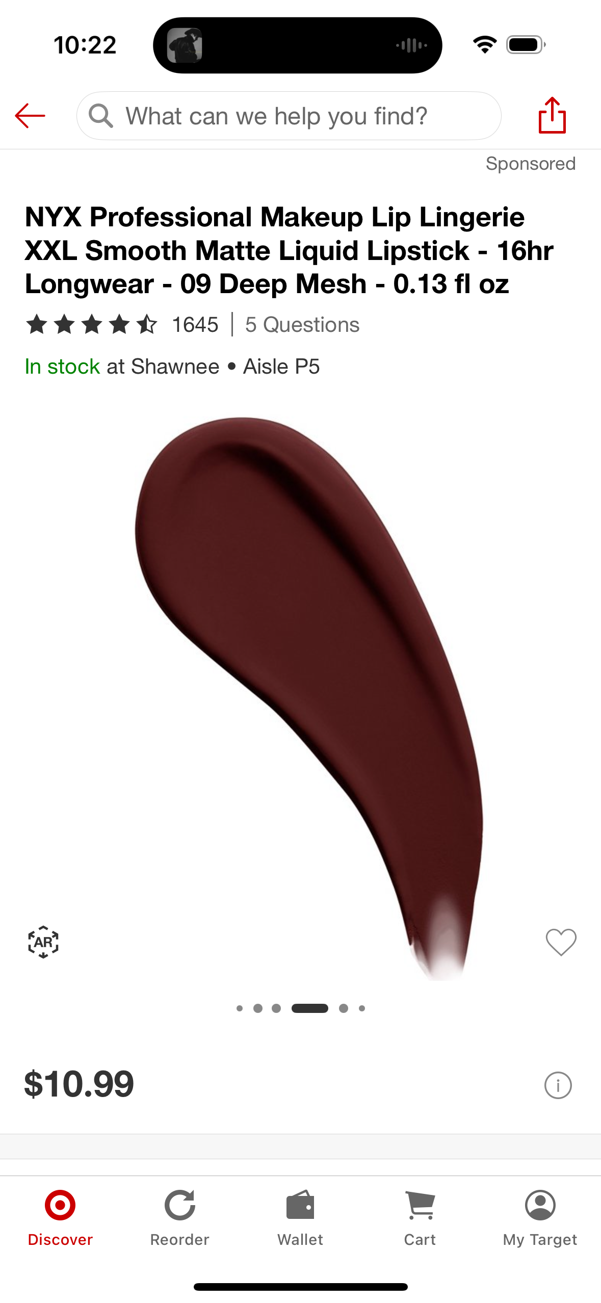 NYX Professional Makeup Lip Lingerie XXL Smooth Matte Liquid Lipstick - 16hr Longwear - 09 Deep Mesh - 0.13 fl oz