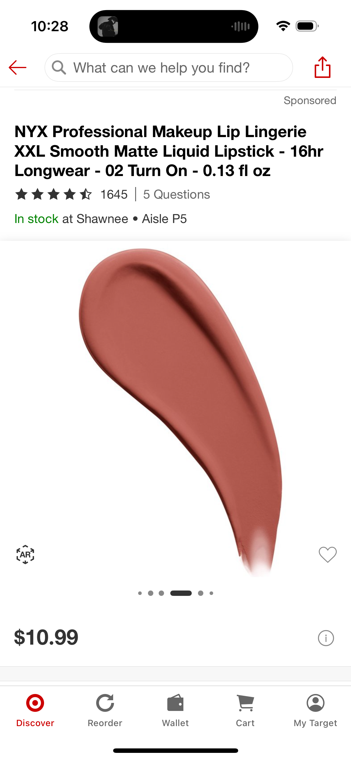 NYX Professional Makeup Lip Lingerie XXL Smooth Matte Liquid Lipstick - 16hr Longwear - 02 Turn On - 0.13 fl oz
