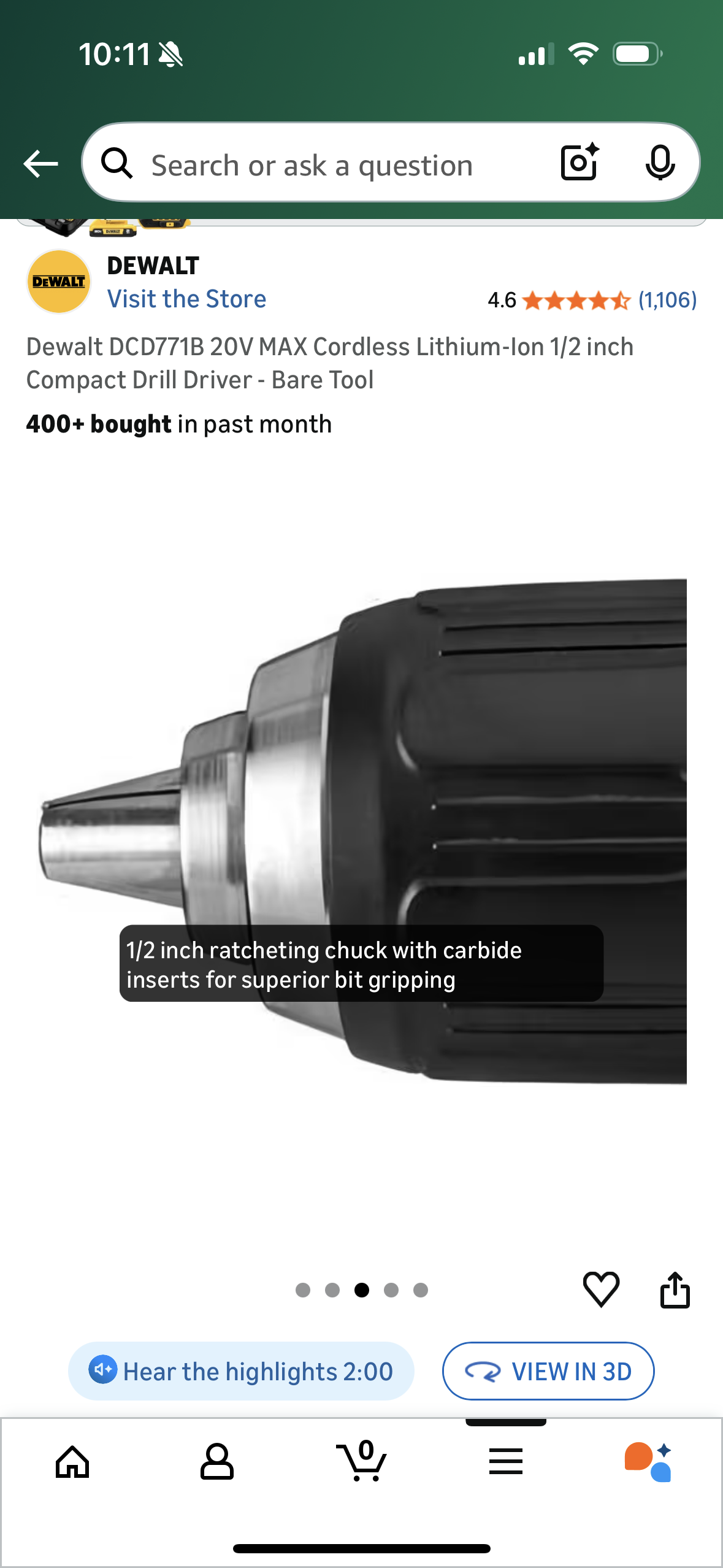 Dewalt DCD771B 20V MAX Cordless Lithium-Ion 1/2 inch Compact Drill Driver - Bare Tool*