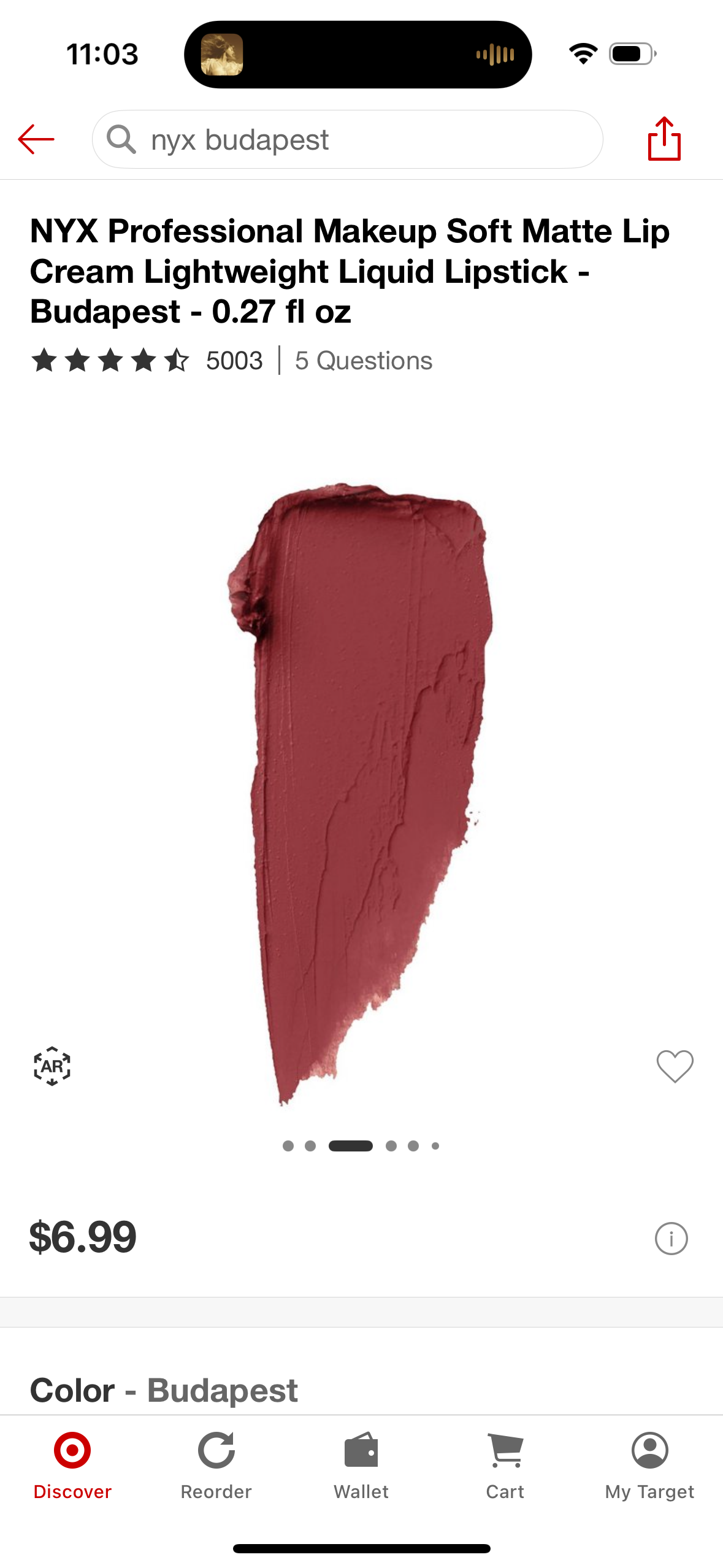 NYX Professional Makeup Soft Matte Lip Cream Lightweight Liquid Lipstick - Budapest - 0.27 fl oz