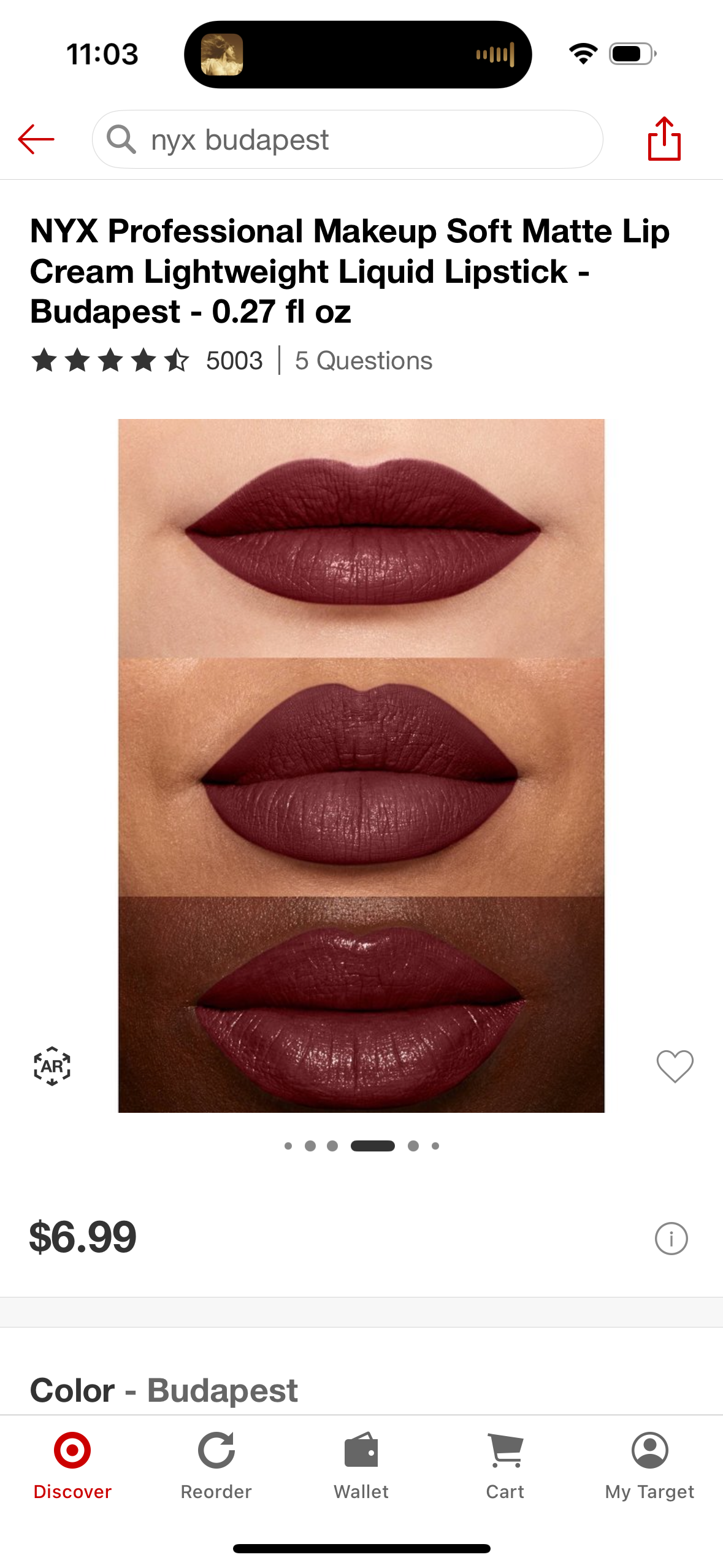 NYX Professional Makeup Soft Matte Lip Cream Lightweight Liquid Lipstick - Budapest - 0.27 fl oz