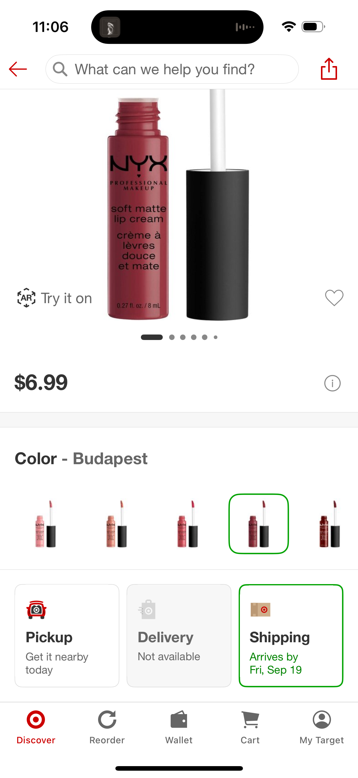 NYX Professional Makeup Soft Matte Lip Cream Lightweight Liquid Lipstick - Budapest - 0.27 fl oz