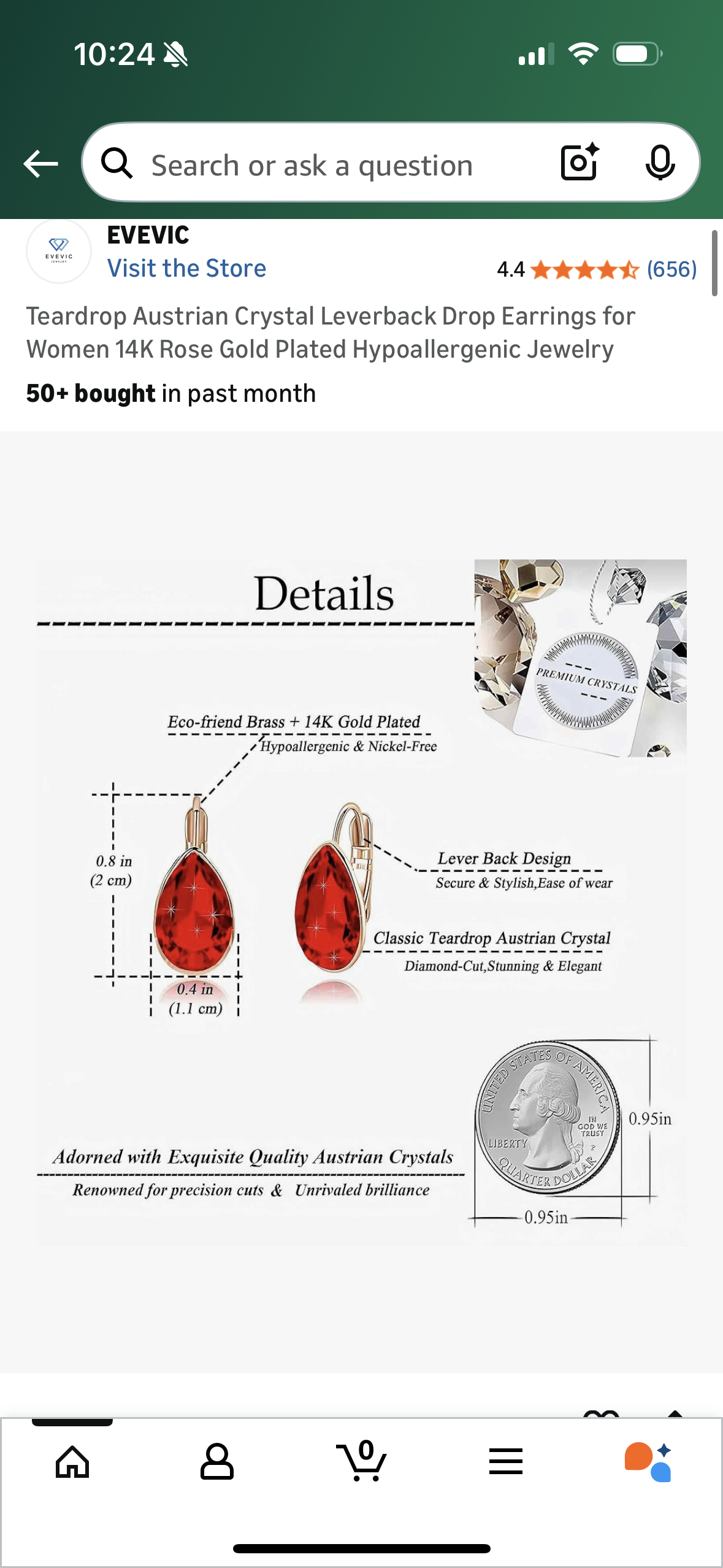 Teardrop Austrian Crystal Leverback Drop Earrings for Women 14K Rose Gold Plated Hypoallergenic Jewelry