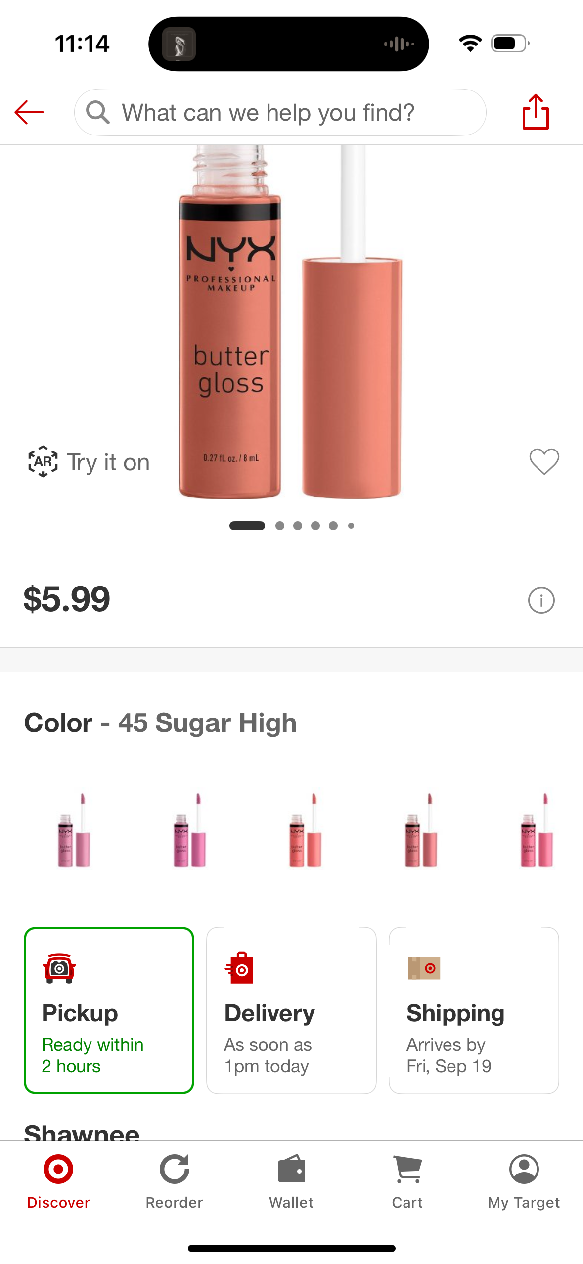 NYX Professional Makeup Butter Lip Gloss - 45 Sugar High - 0.27 fl oz