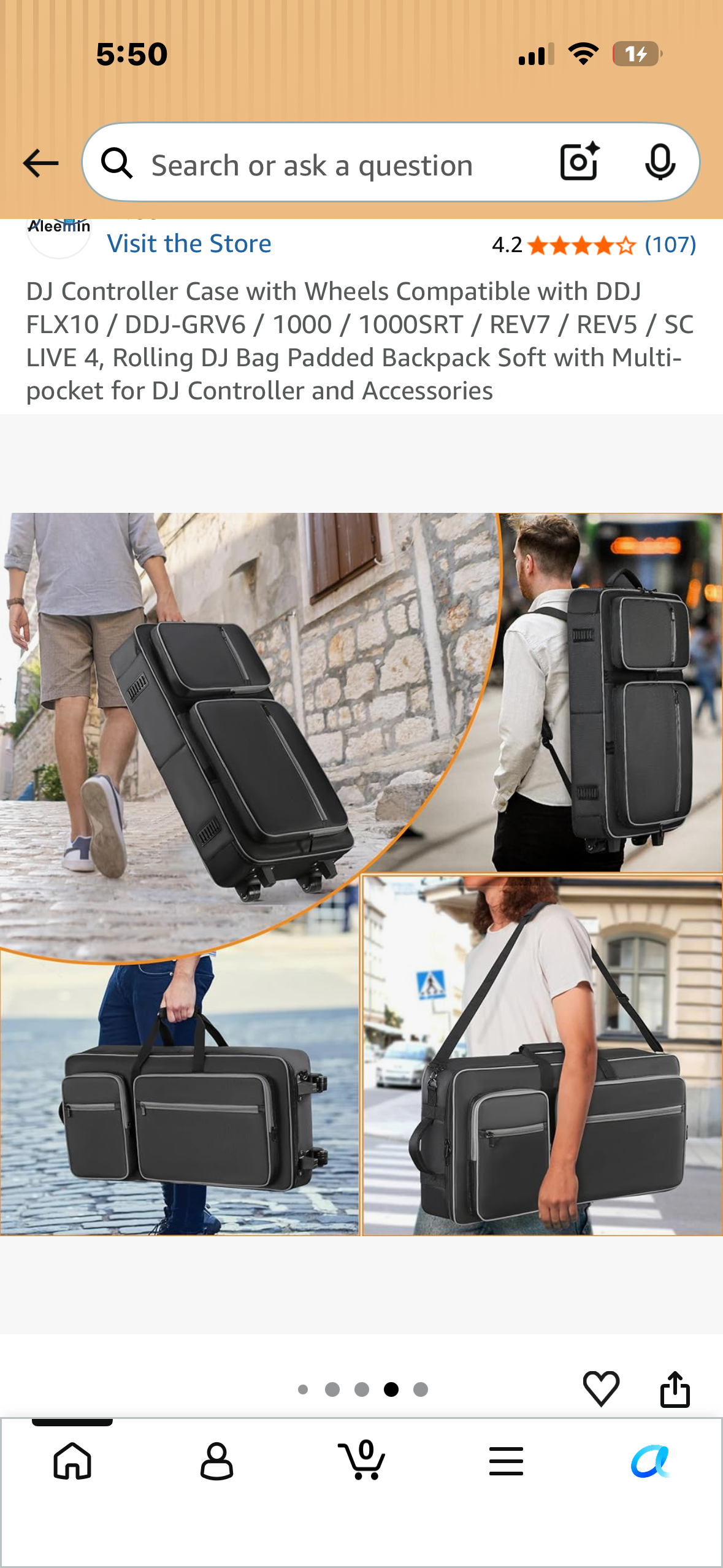 DJ Controller Case with Wheels, Rolling DJ Bag, Padded Backpack Soft with Multi-pocket for DJ Controller and Accessories