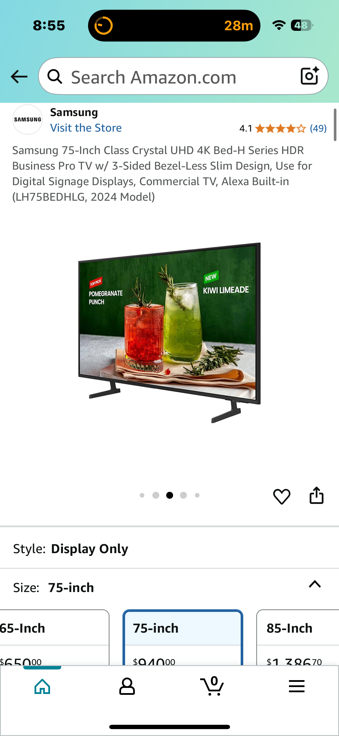 Samsung 75-Inch Class Crystal UHD 4K Bed-H Series HDR Business Pro TV w/ 3-Sided Bezel-Less Slim Design, Alexa Built-in (R660)