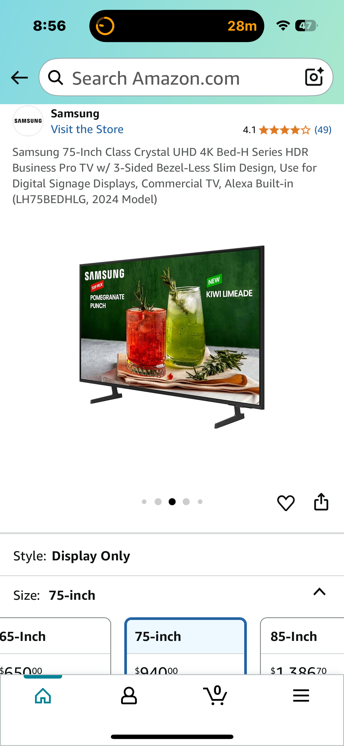 Samsung 75-Inch Class Crystal UHD 4K Bed-H Series HDR Business Pro TV w/ 3-Sided Bezel-Less Slim Design, Alexa Built-in (R660)